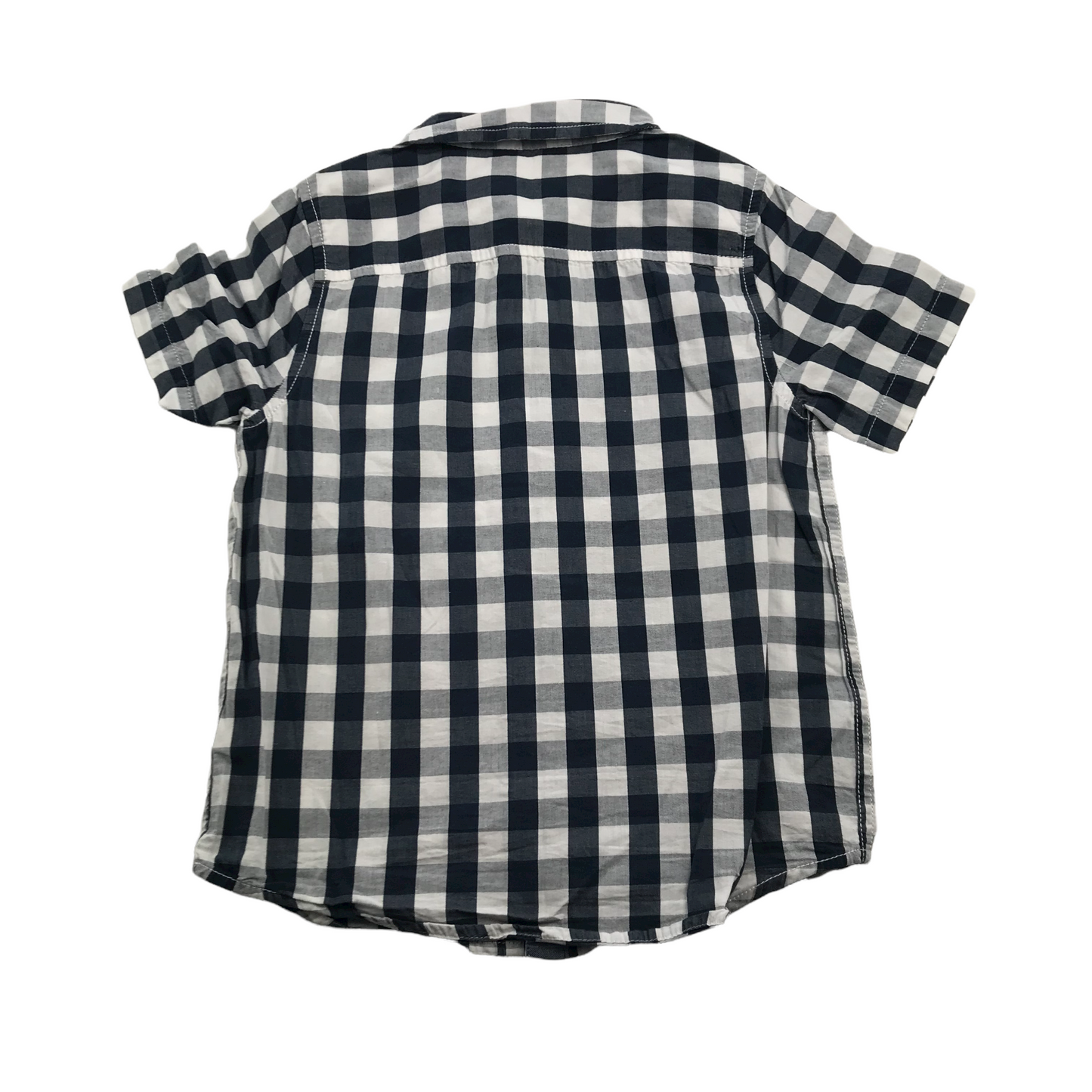 F&F Navy Blue and White Checked Short Sleeve Shirt Age 6