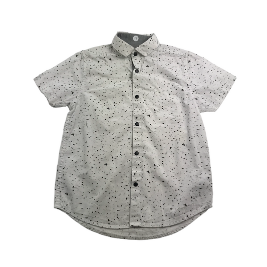 Next White and Black Splash Pattern Short Sleeve Shirt Age 7