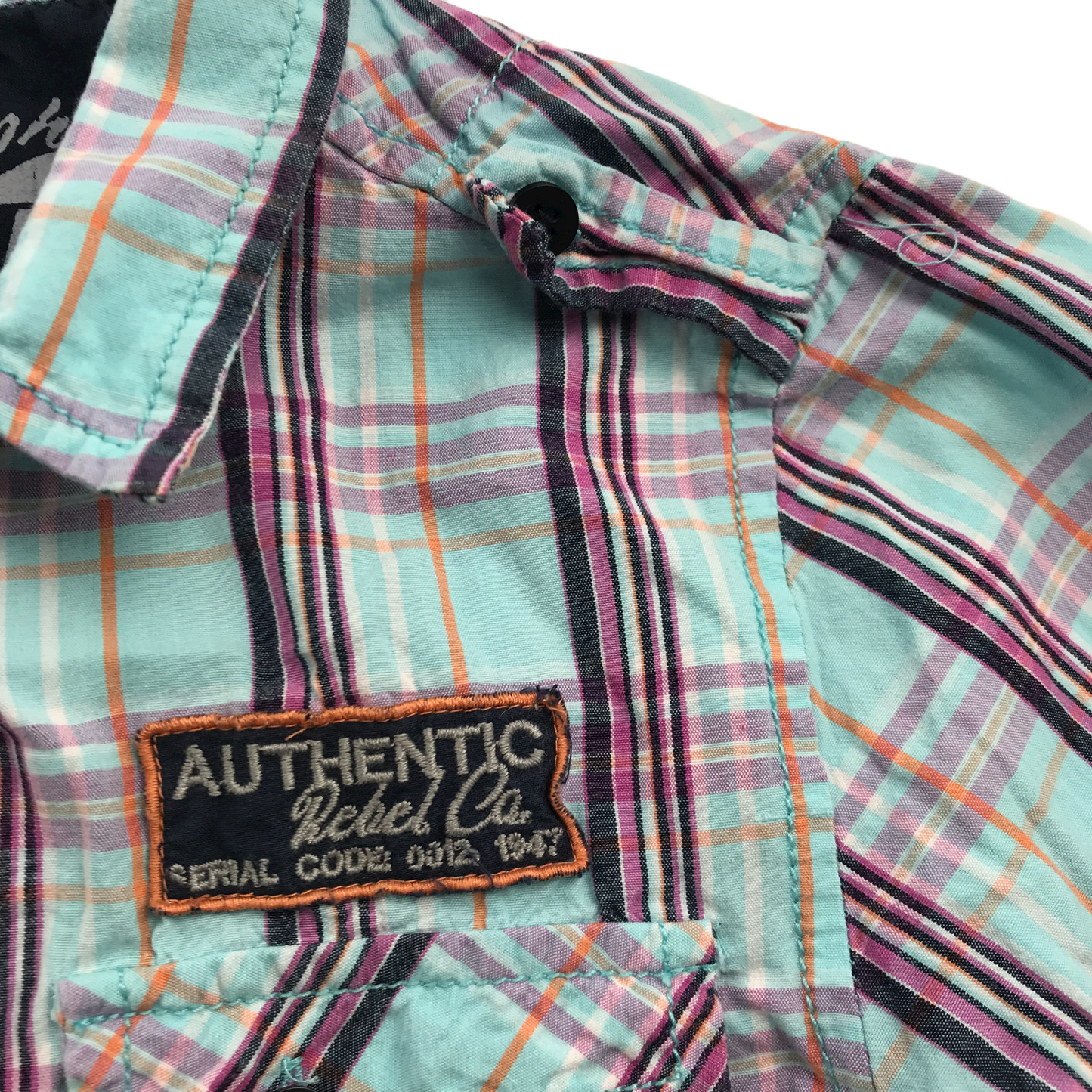 Rebel Purple and Light Blue Checked Short Sleeve Shirt Age 7