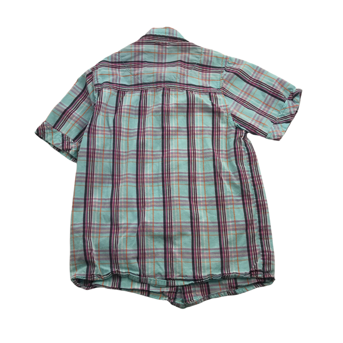 Rebel Purple and Light Blue Checked Short Sleeve Shirt Age 7