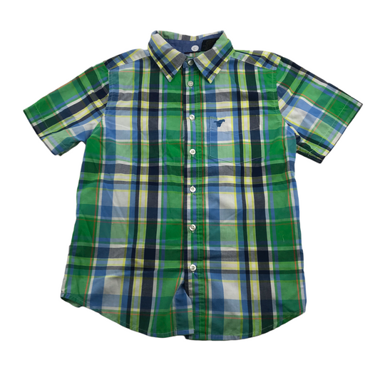 Green and Colourful Checked Short Sleeve Shirt Age 8