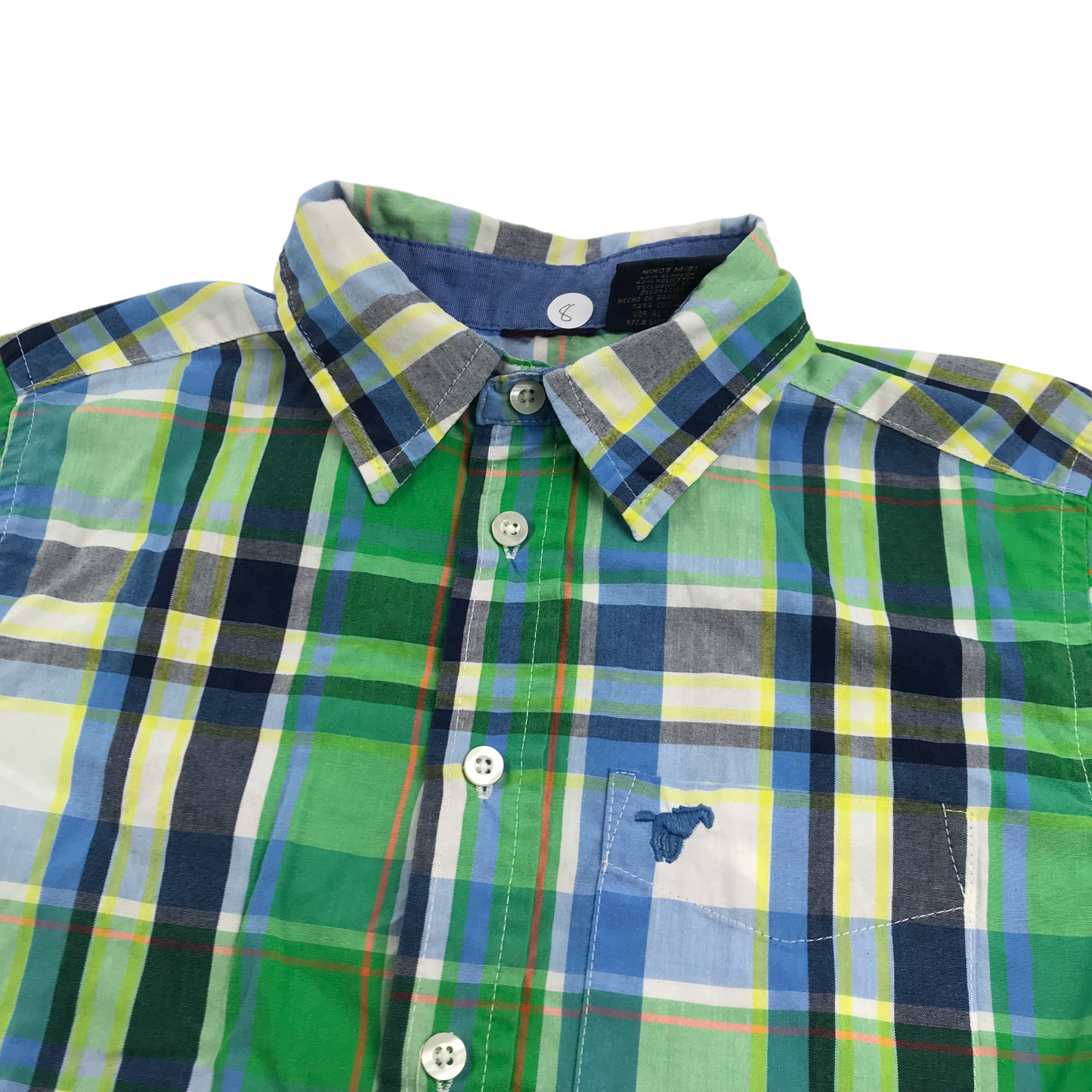Green and Colourful Checked Short Sleeve Shirt Age 8