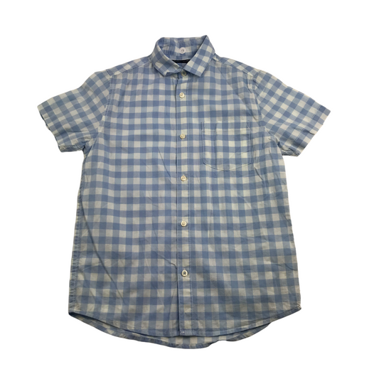 Next Light Blue and White Checked Short Sleeve Shirt Age 9
