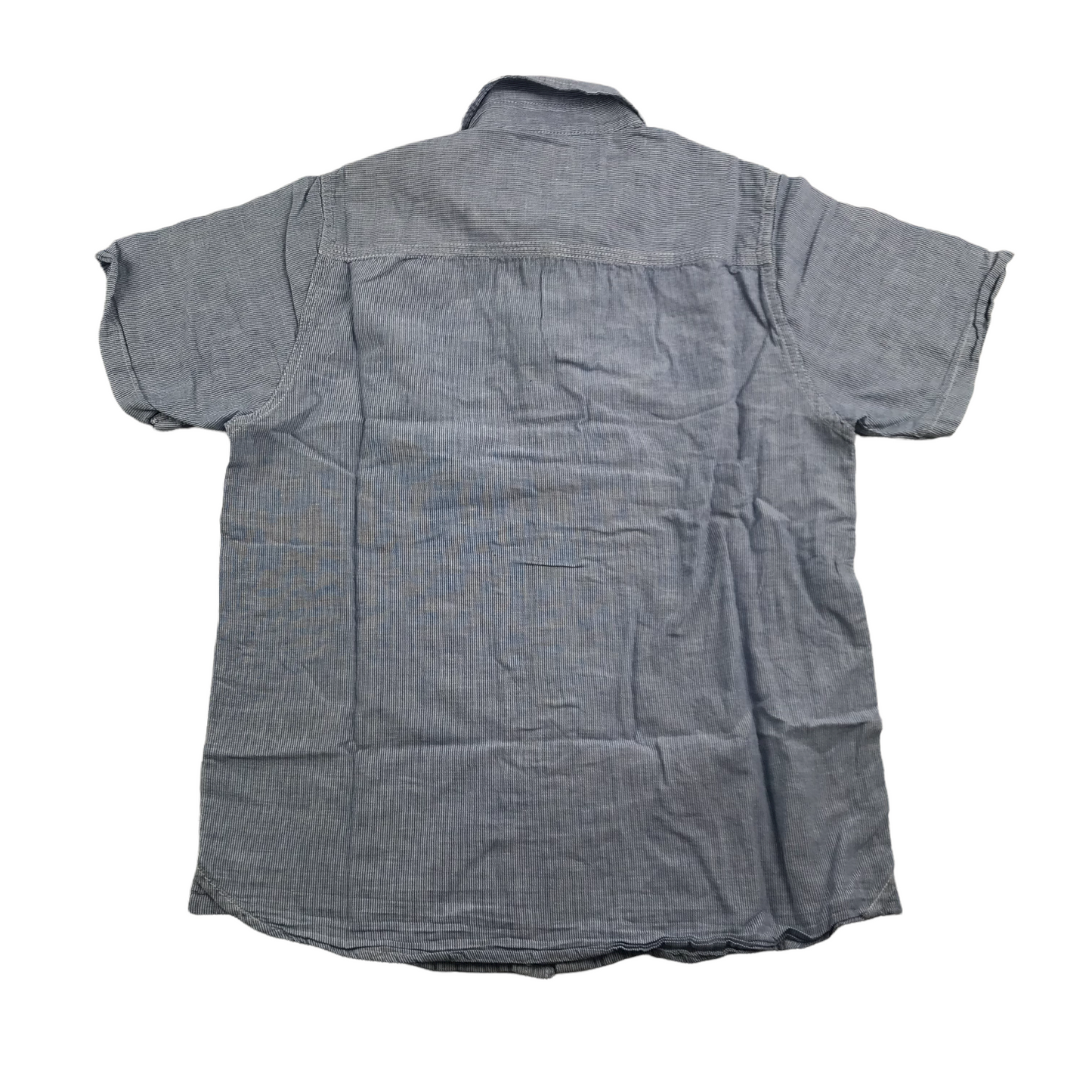Next Greyish Blue and White Stripy Pattern Short Sleeve Shirt Age 9