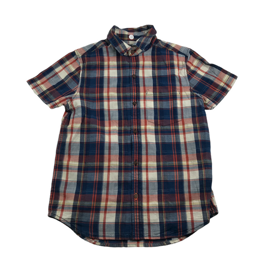Next Navy and Red Checked Short Sleeve Shirt Age 10
