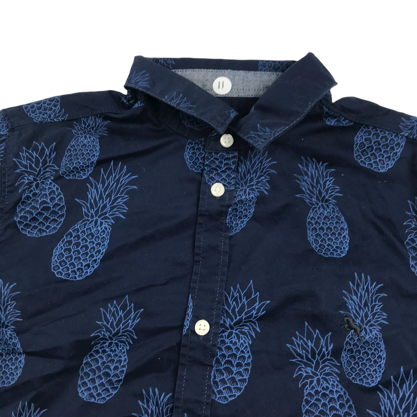 H&M Navy Blue Pineapple Short Sleeve Shirt Age 11