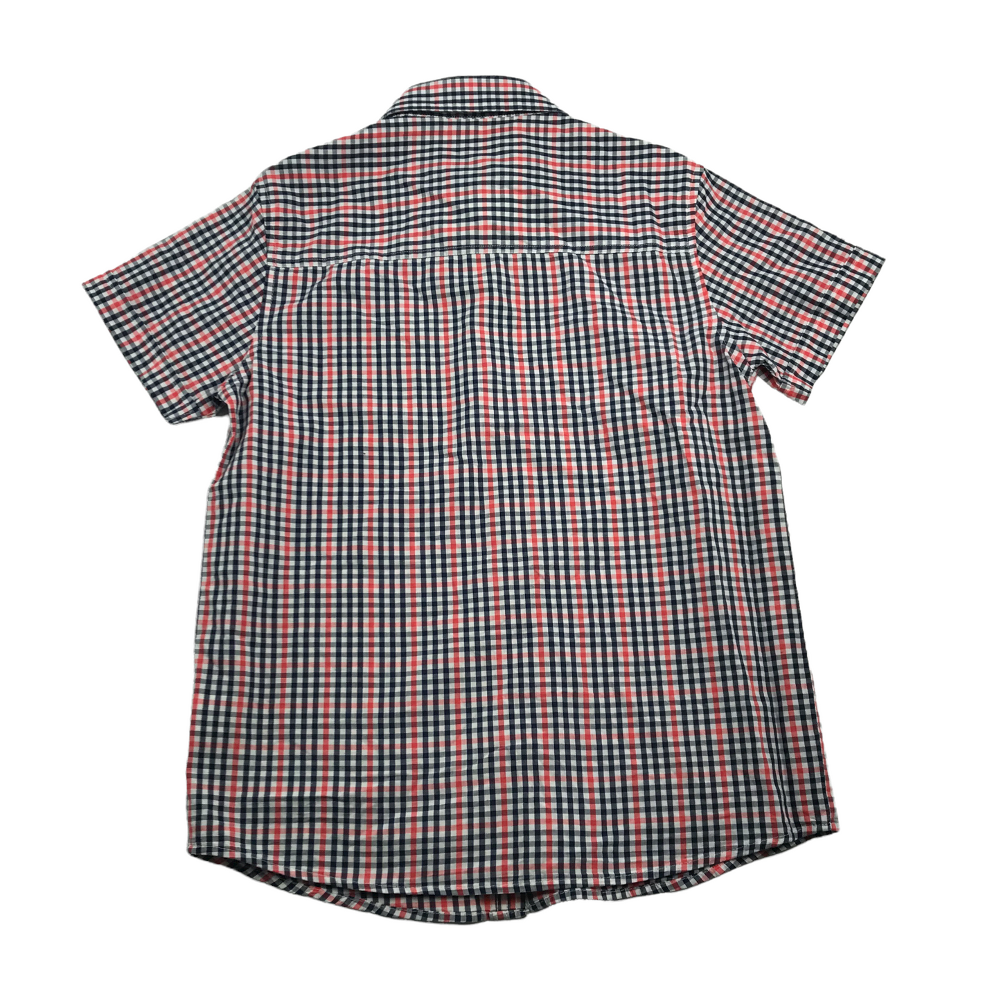 Primark Red and Navy Checked Short Sleeve Shirt Age 11