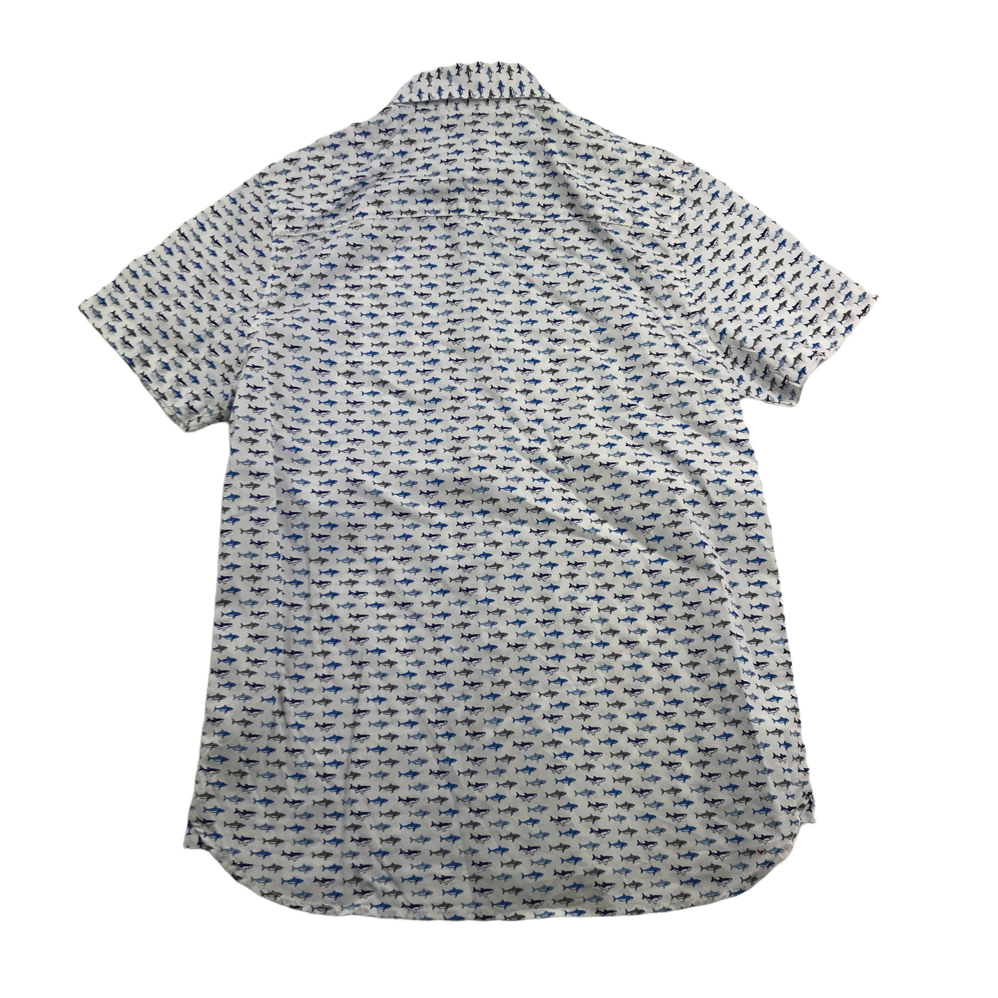 Next White and Blue Fish Short Sleeve Shirt Age 12