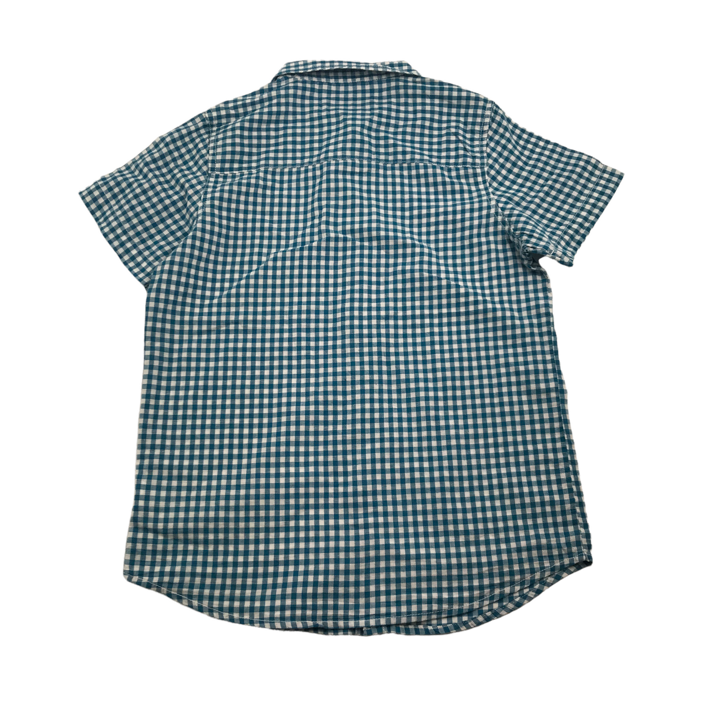 Matalan Blue Teal Colour Checked Short Sleeve Shirt Age 12