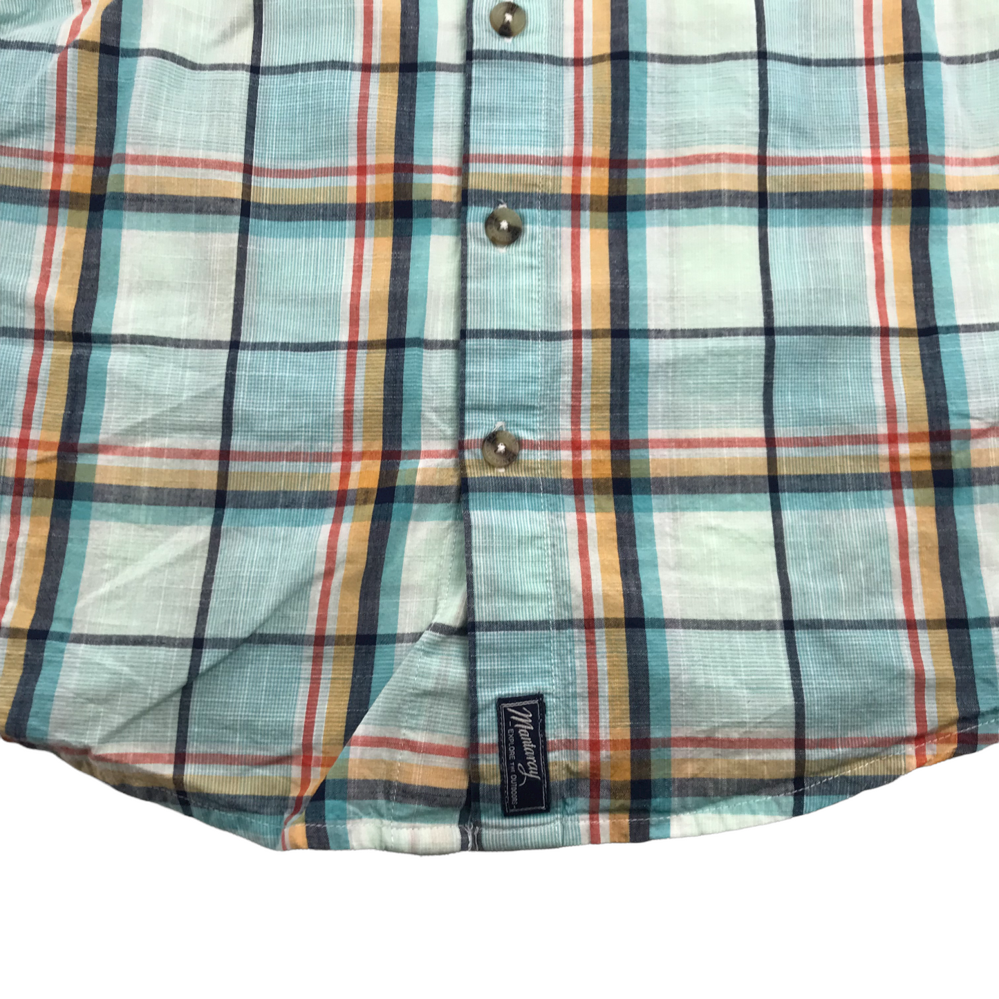 Mantaray Light Blue and Colourful Checked Short Sleeve Shirt Age 13