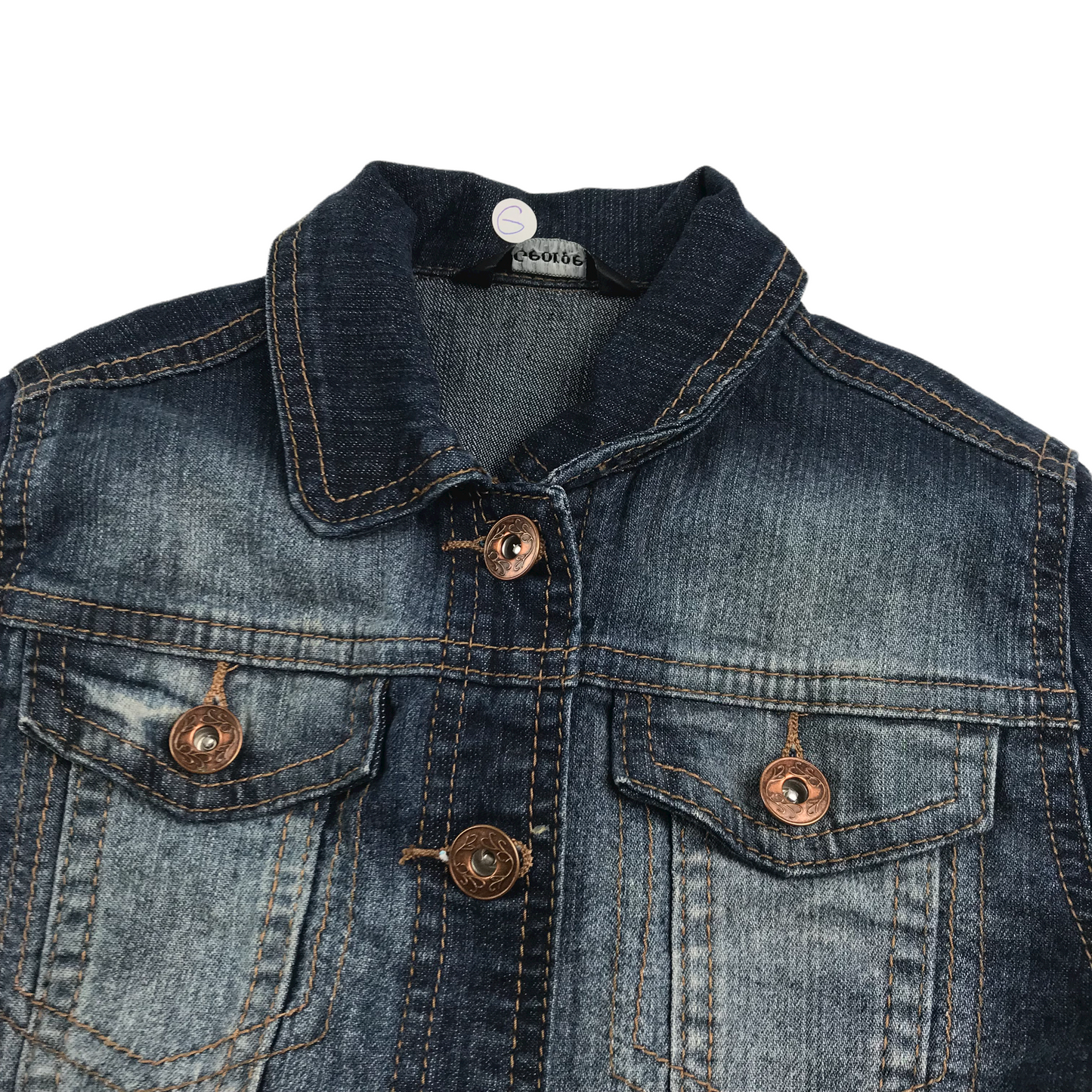 George Dark Blue Faded Detailing Denim Jacket Age 6