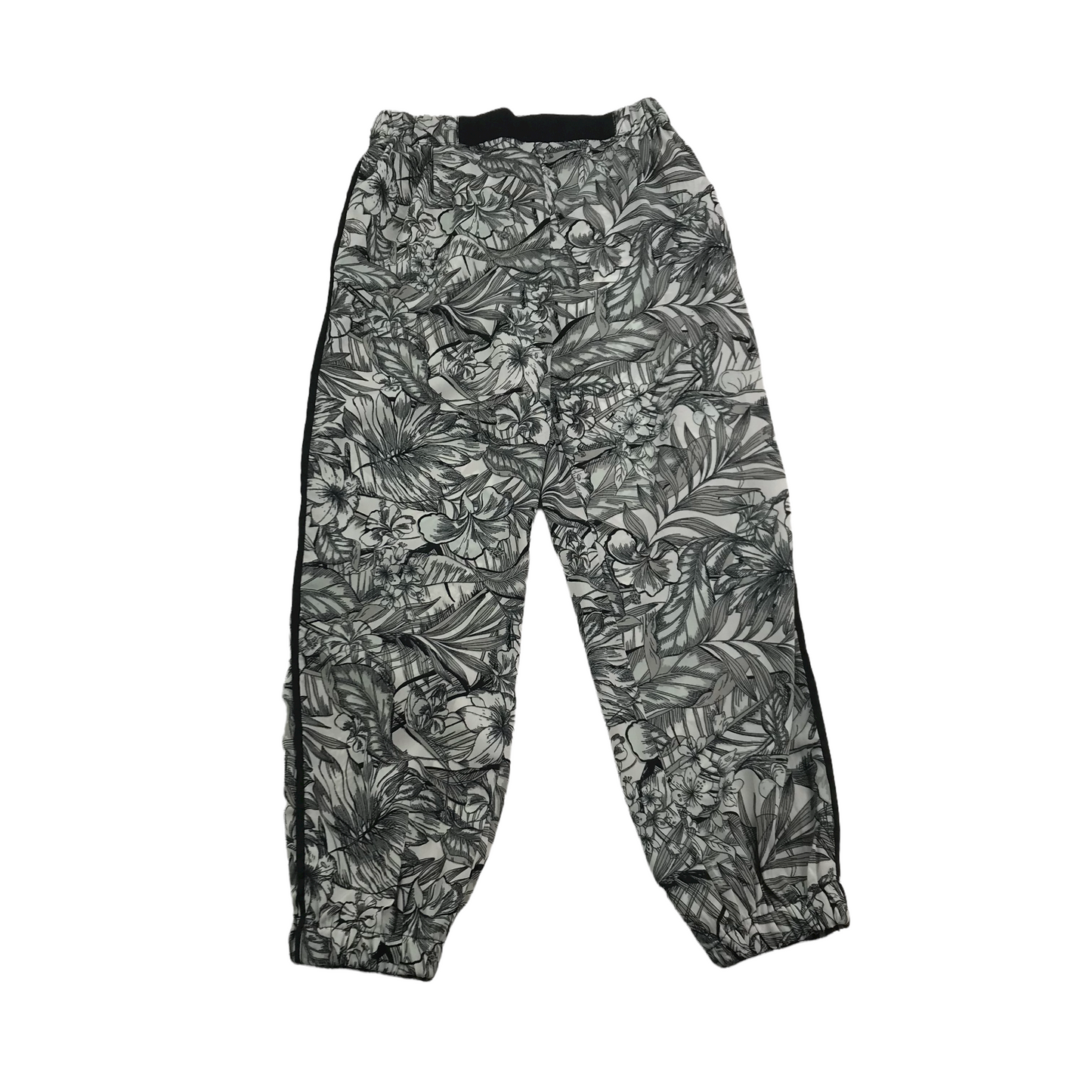 River Island Black and White Floral Summer Trousers Age 8