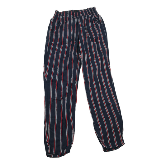 H&M Navy and Red Stripy Summer Trousers Women's Size S