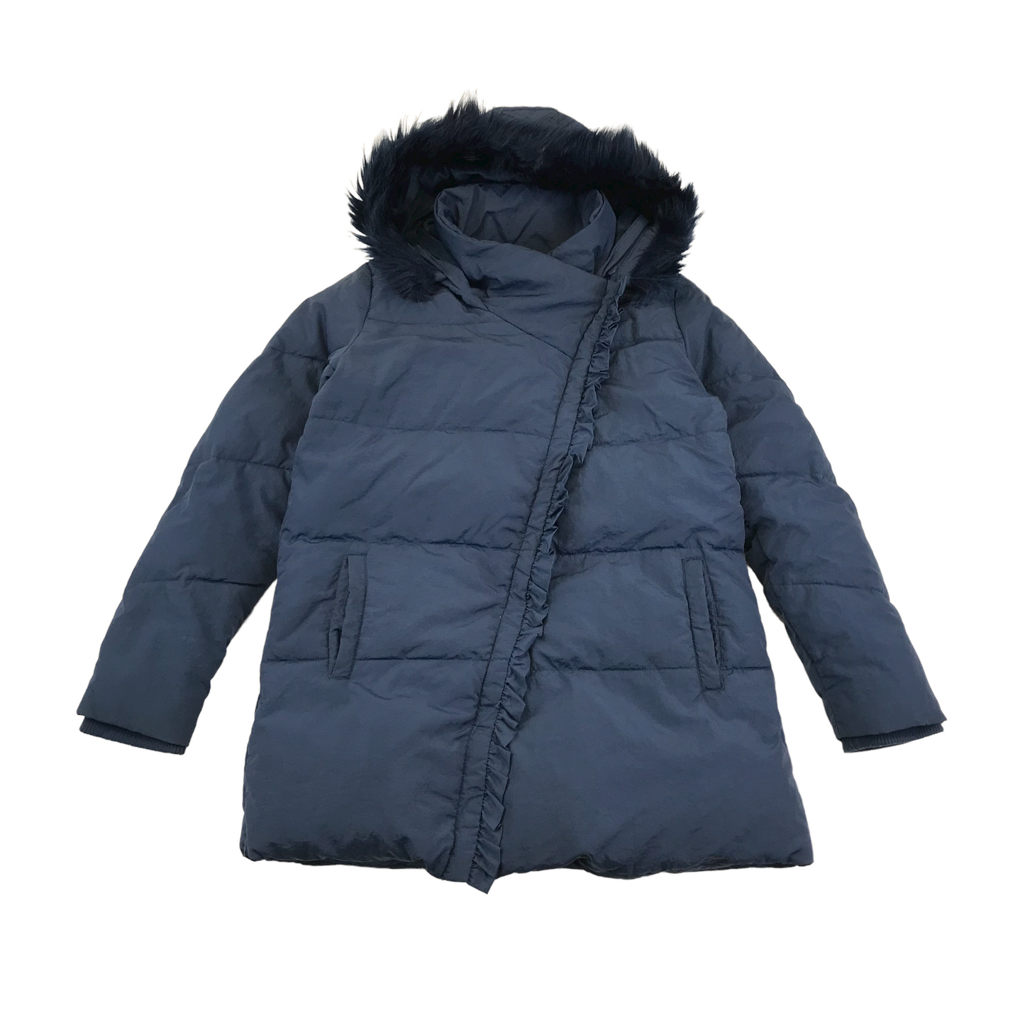 Monsoon Navy Frilled Detail Puffer Parka Age 11