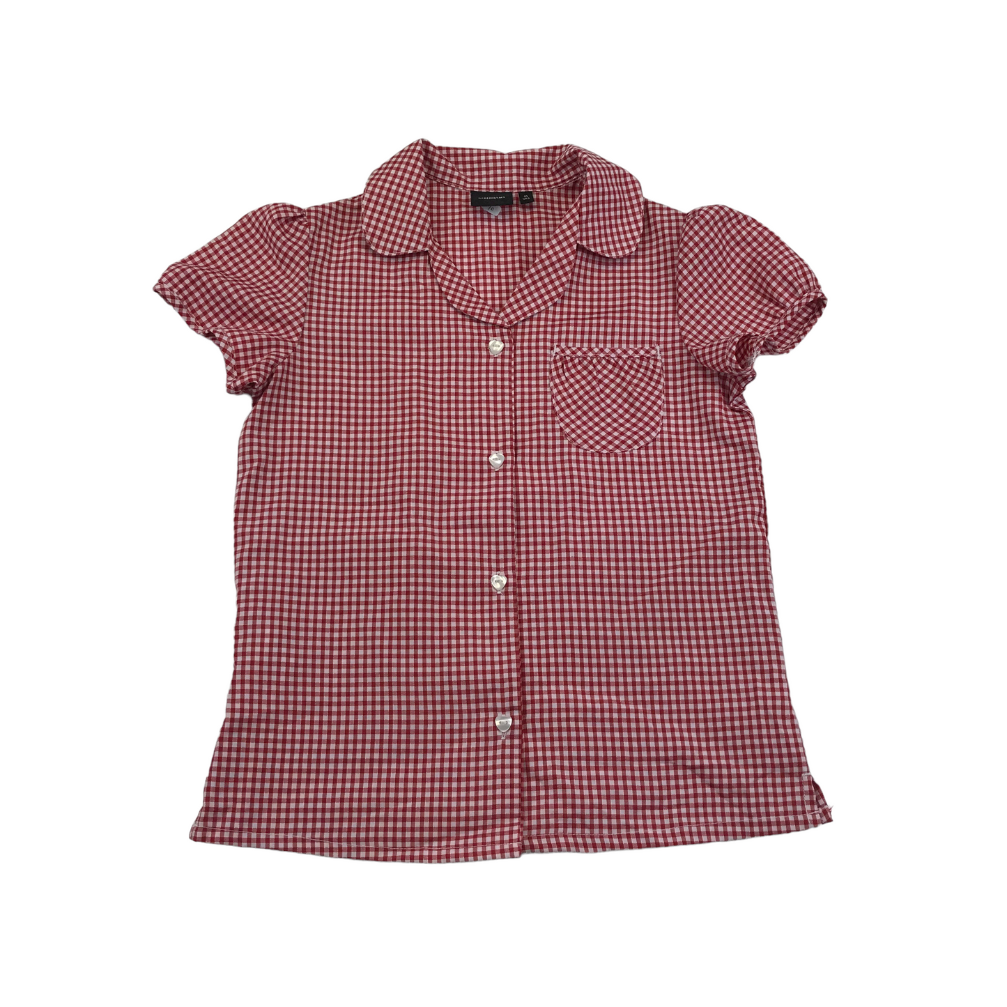 Debenhams Red Gingham Summer School Short Sleeve Shirt Age 10