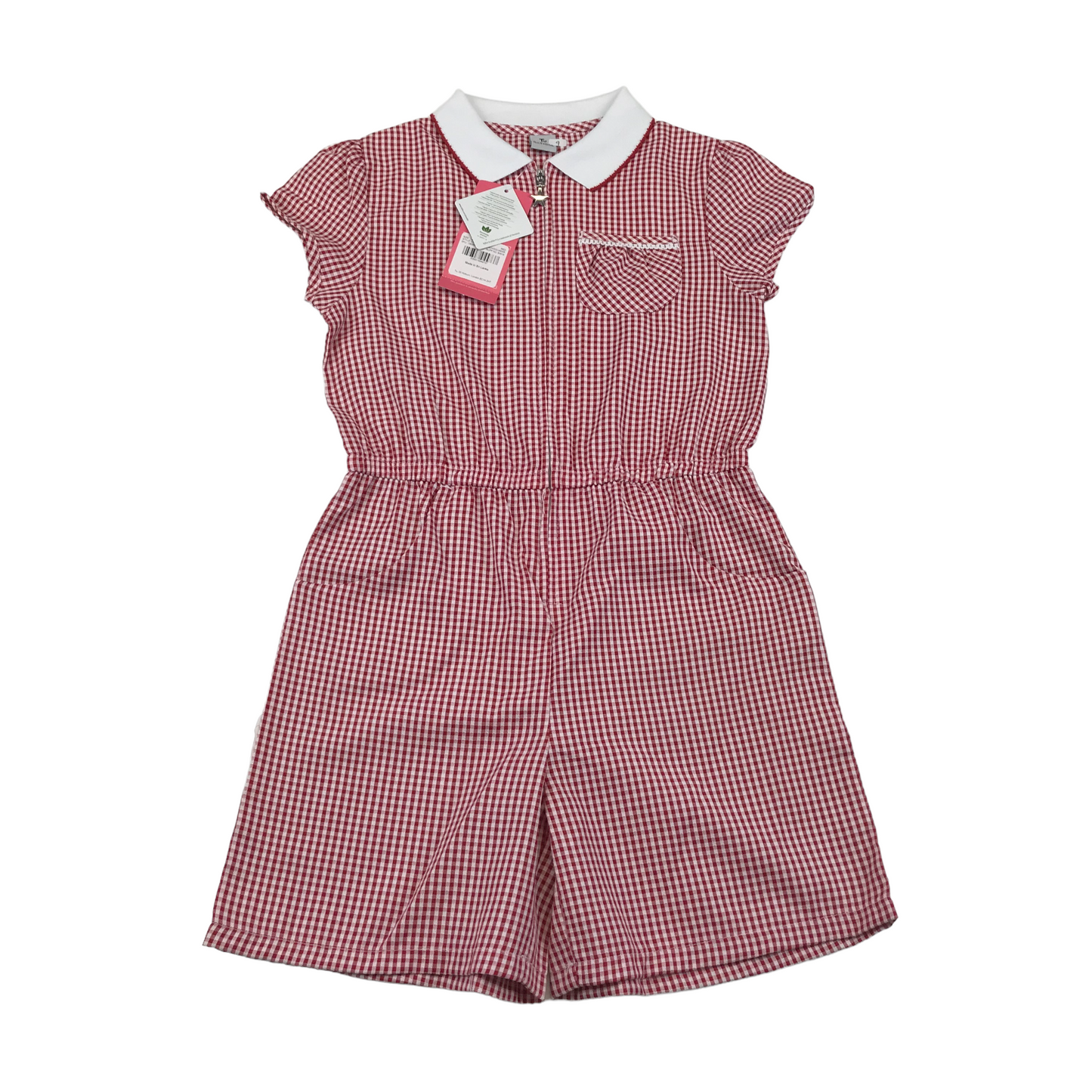 Tu Red School Gingham Summer Jumpsuit Age 9