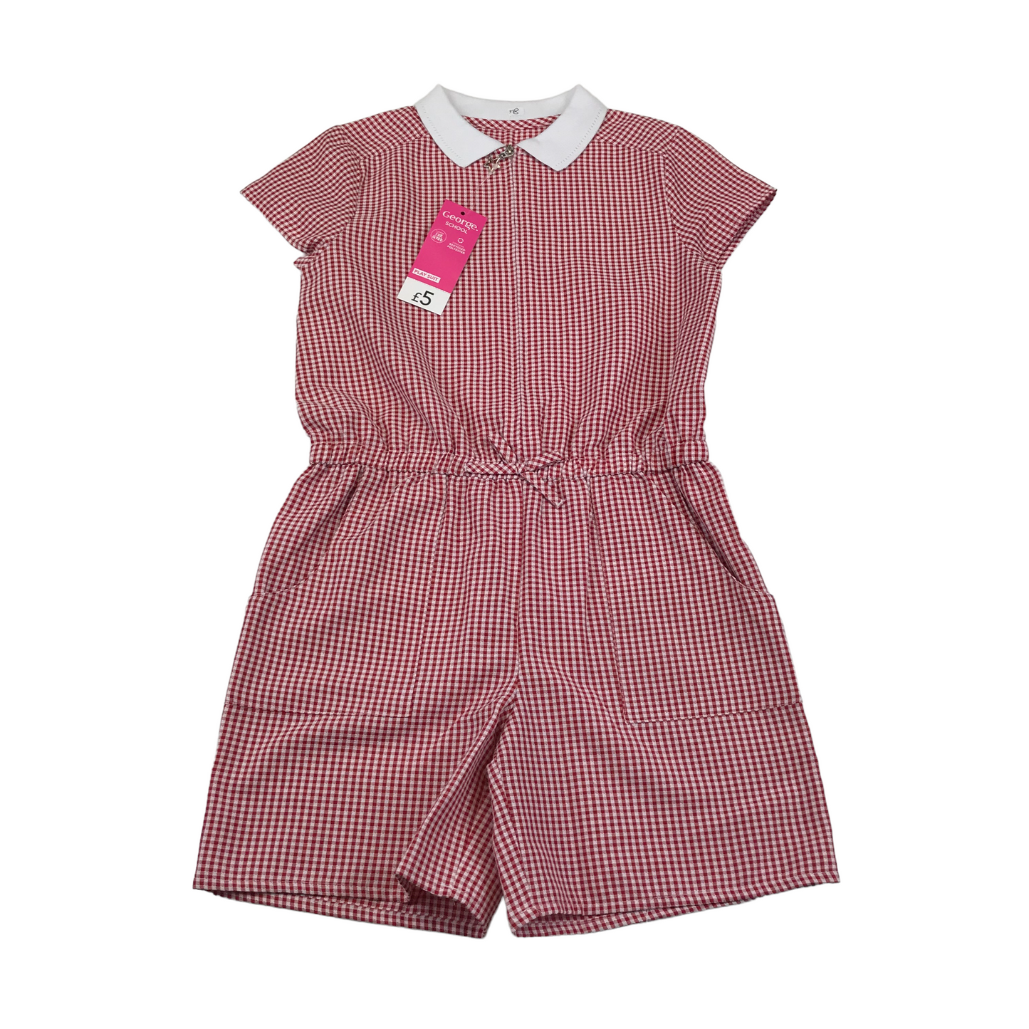 George Red School Gingham Summer Jumpsuit  Age 8