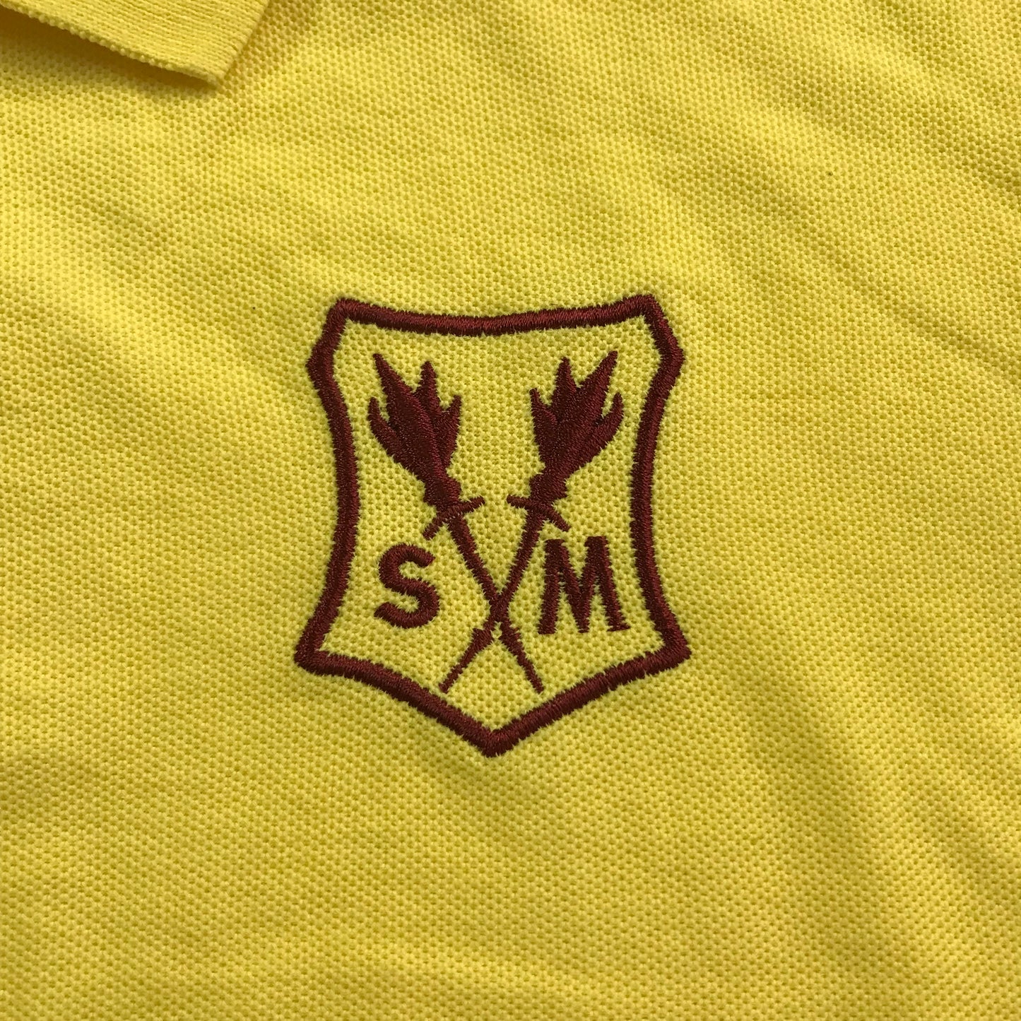 St. Martha's Yellow Polo Shirt With Burgundy Logo