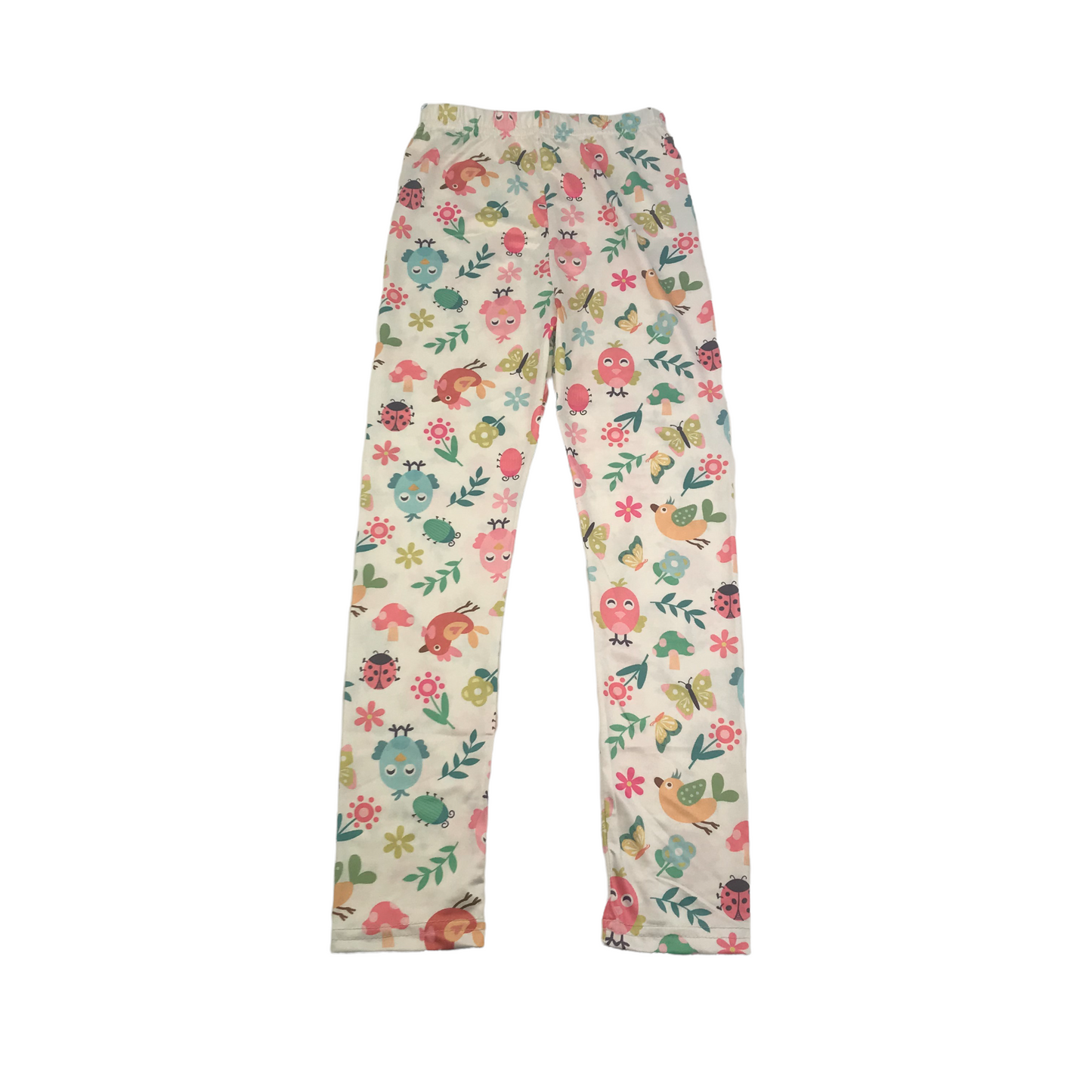 Slaixiu White Floral Birds Leggings Age 8