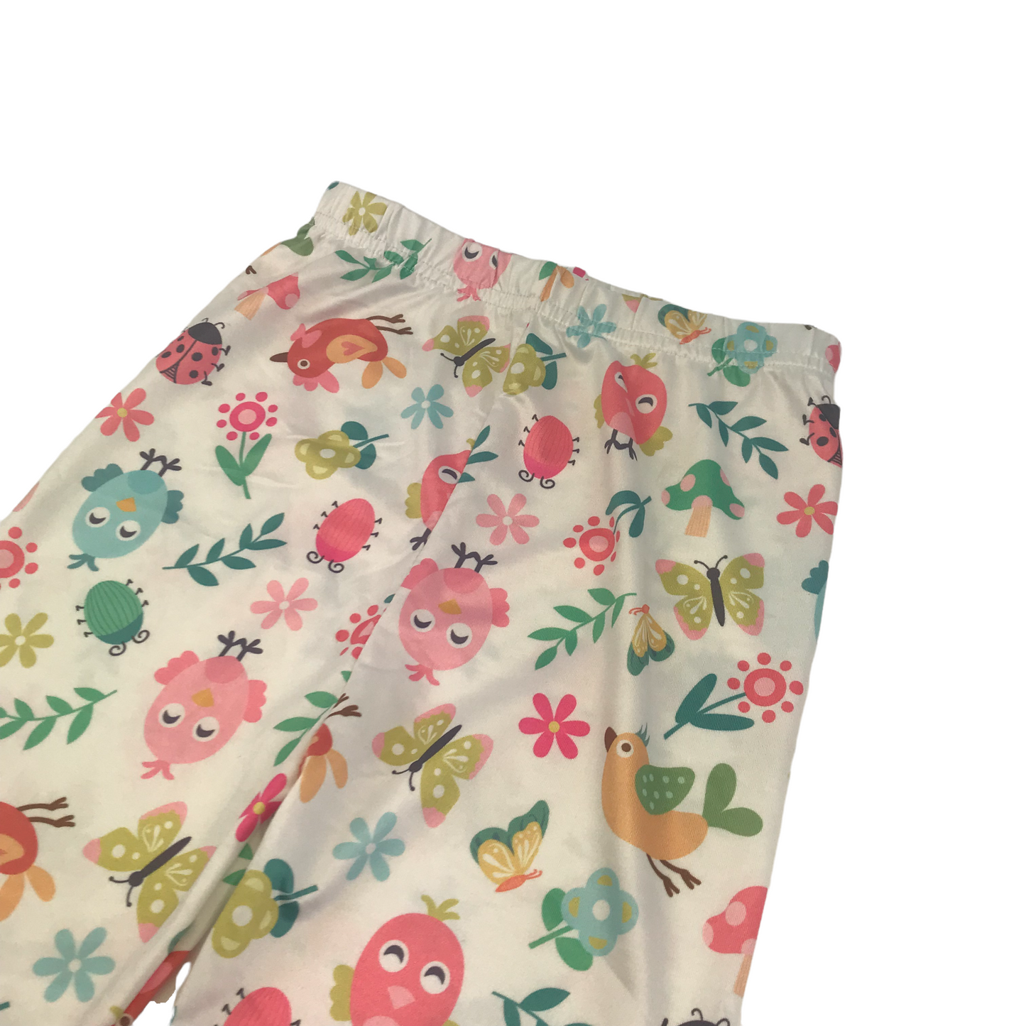 Slaixiu White Floral Birds Leggings Age 8