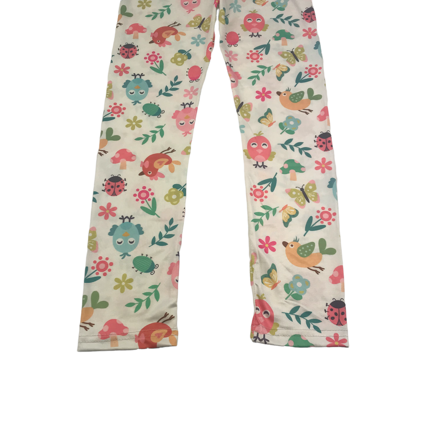 Slaixiu White Floral Birds Leggings Age 8