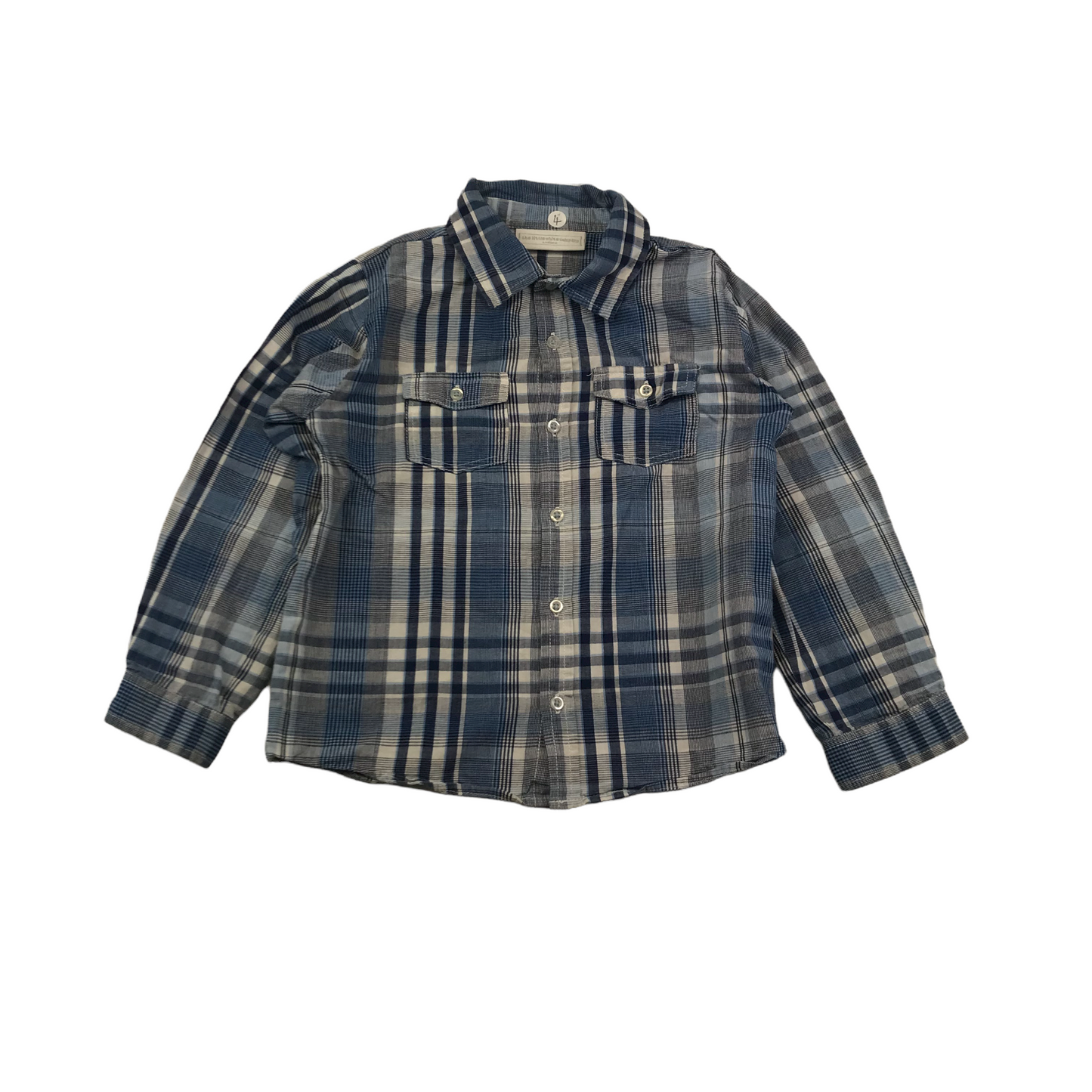 The Little White Company Blue Checked Shirt Age 4