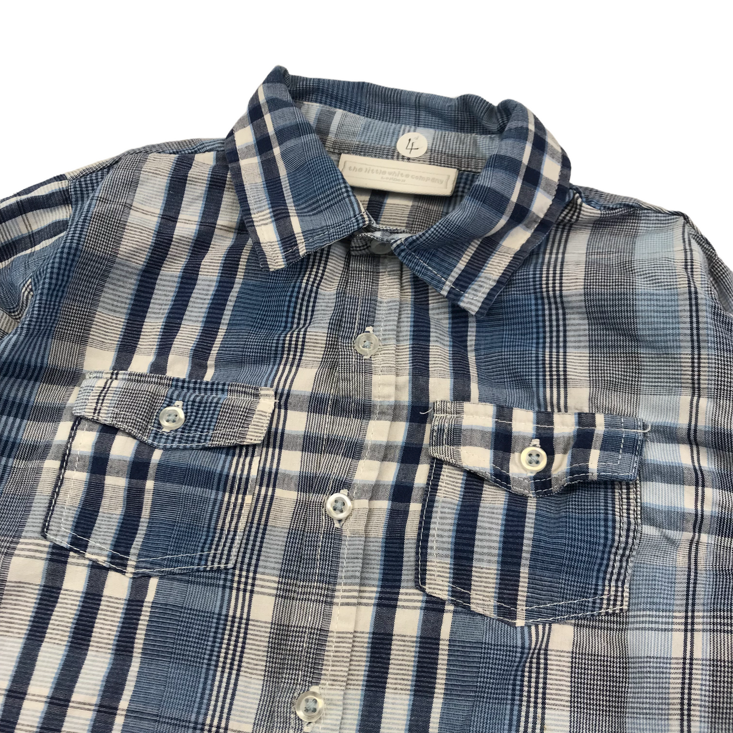 The Little White Company Blue Checked Shirt Age 4