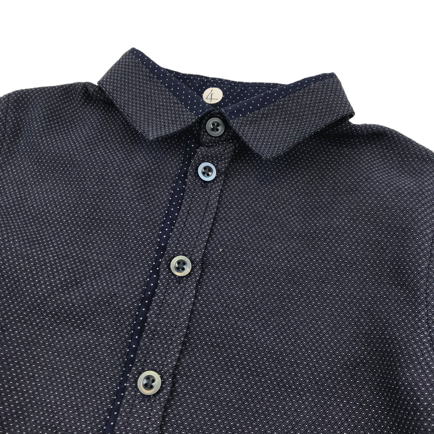 George Navy Blue White Dots and Diamond Shape Pattern Shirt Age 4