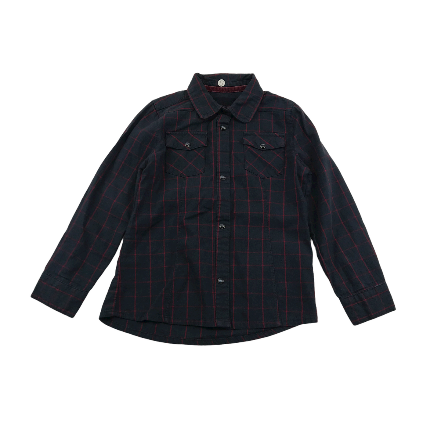 La Redoute Dark Navy and Red Checked Shirt Age 5