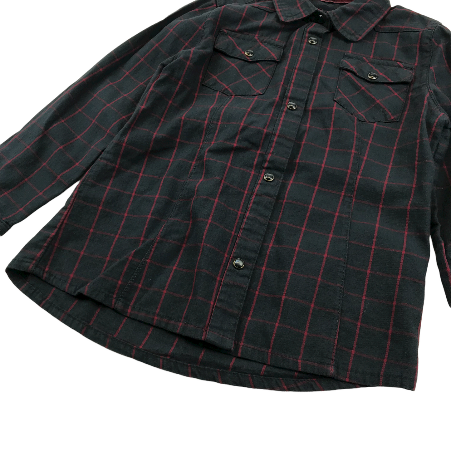 La Redoute Dark Navy and Red Checked Shirt Age 5