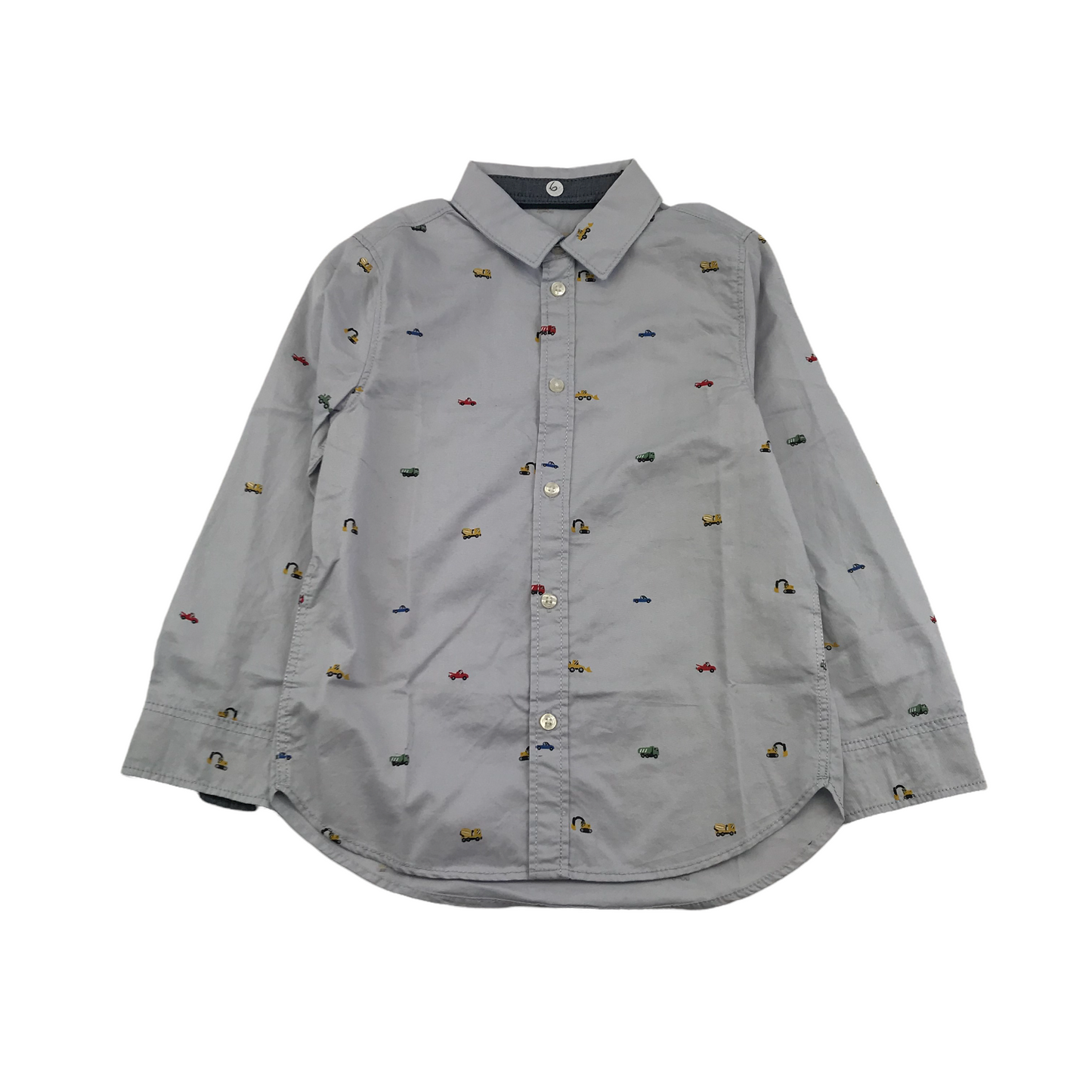 H&M Light Blue Construction Vehicle Print Shirt Age 6