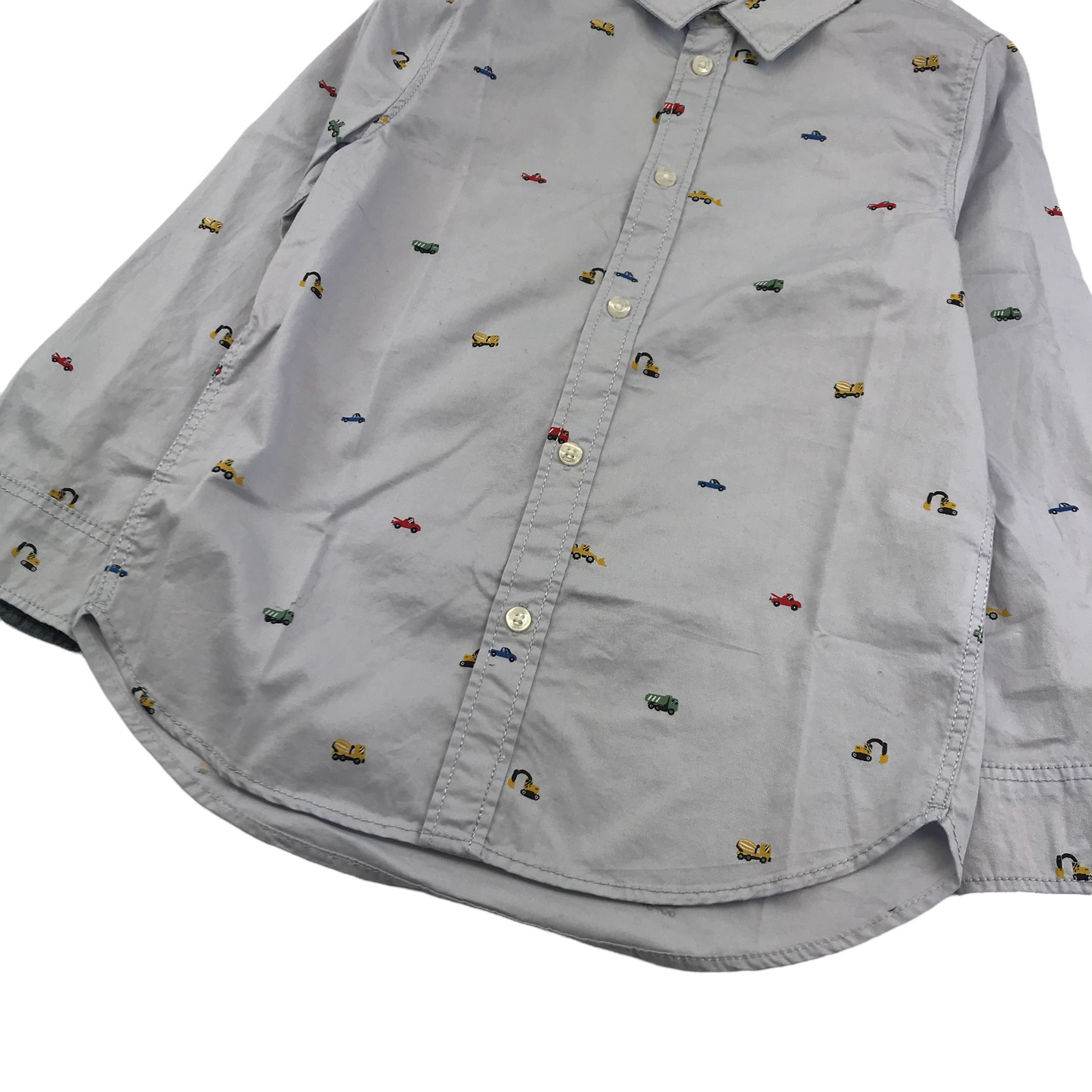 H&M Light Blue Construction Vehicle Print Shirt Age 6