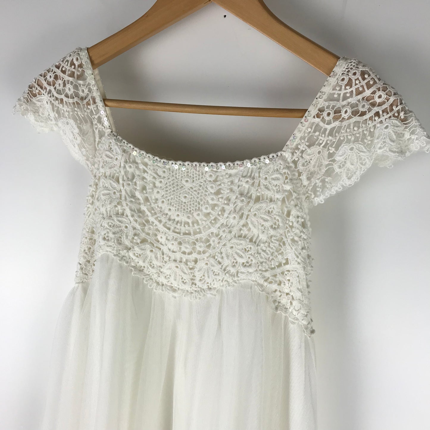 Monsoon Natural White Lace Formal Dress Age 11