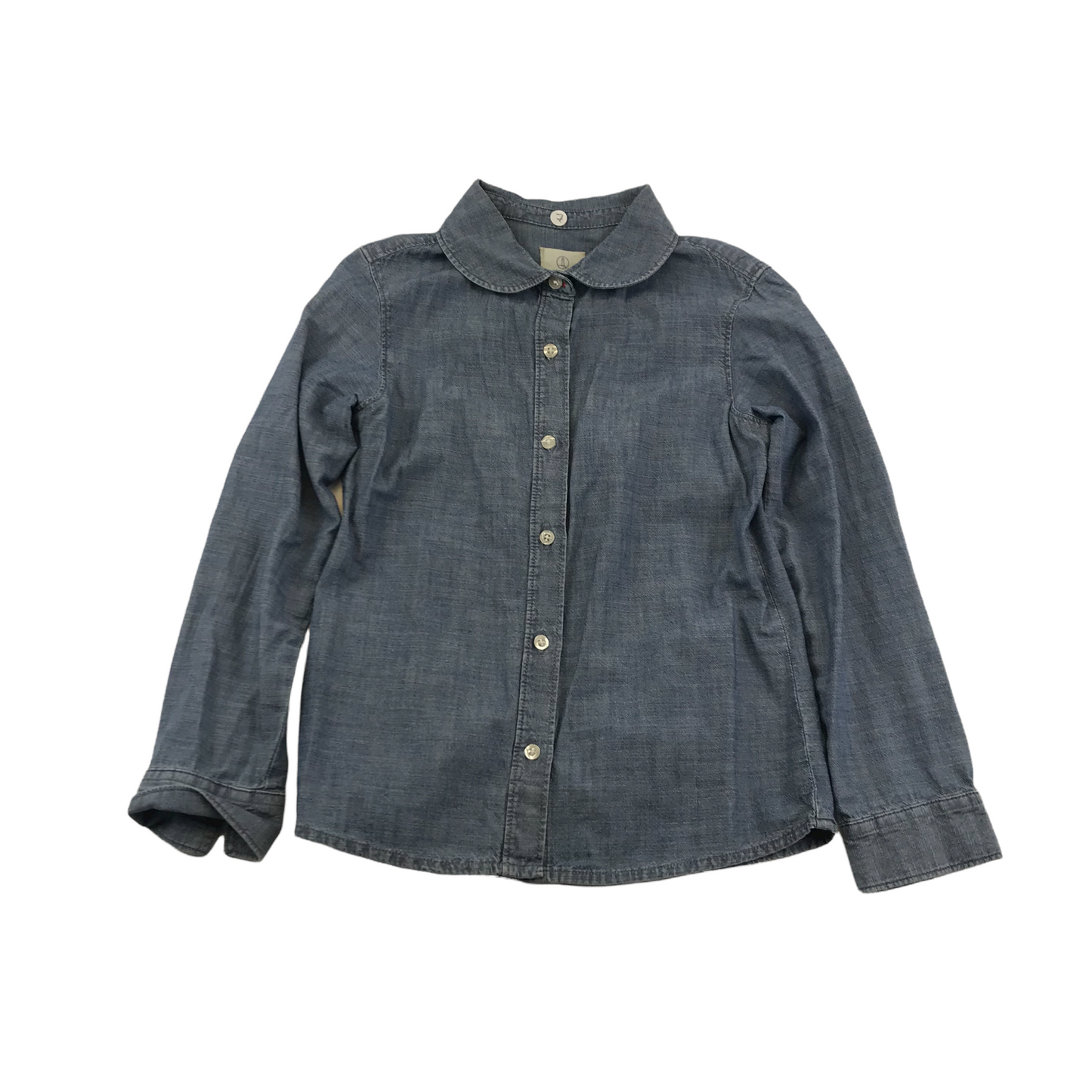 Land's End Blue Denim-style Round Collar Shirt Age 7