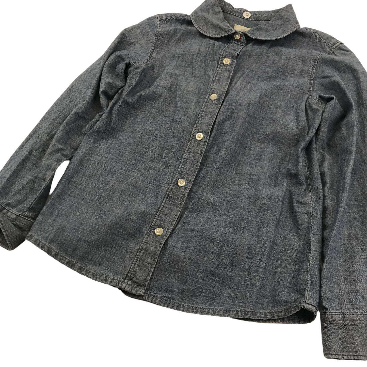 Land's End Blue Denim-style Round Collar Shirt Age 7