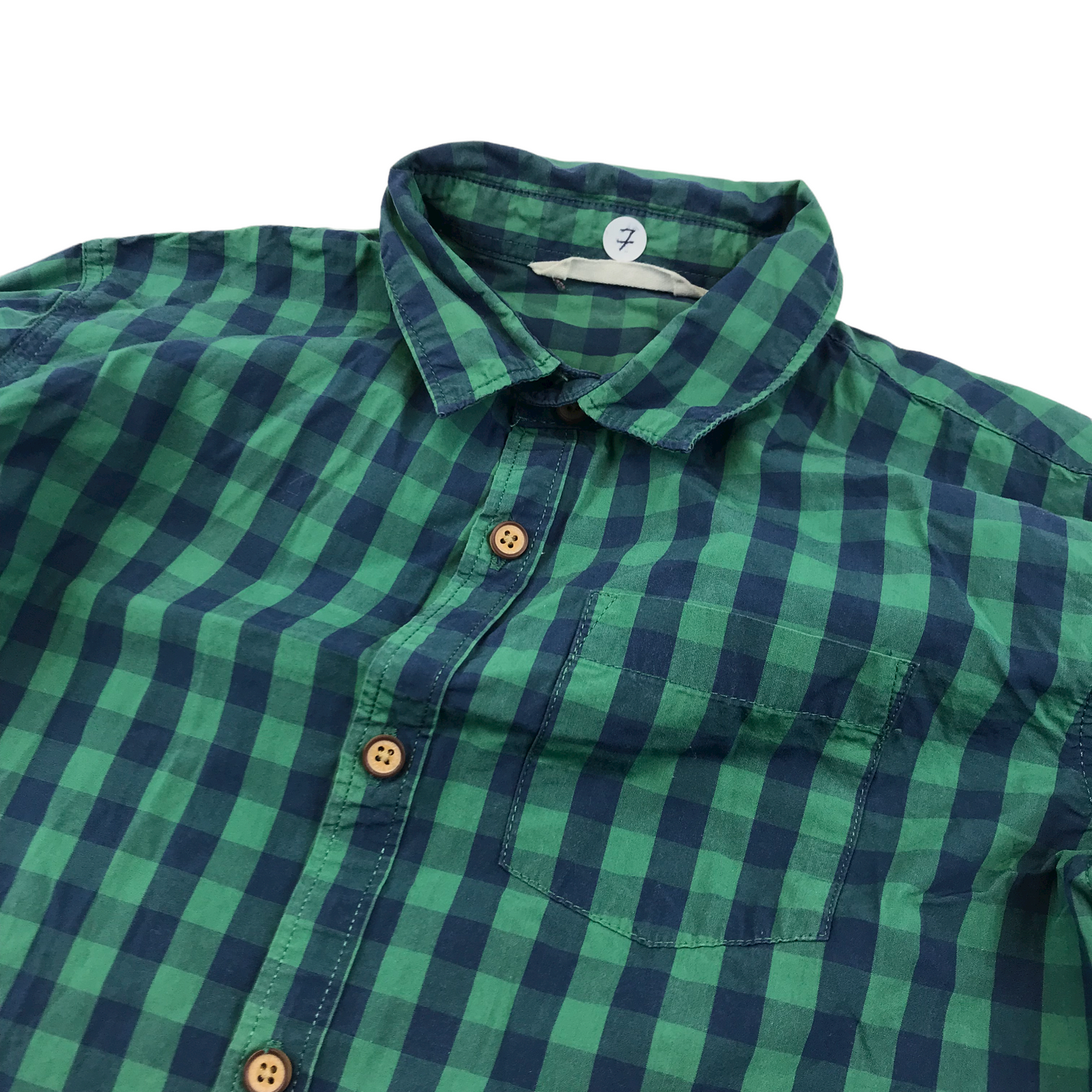 Mango Green and Navy Checked Shirt Age 7