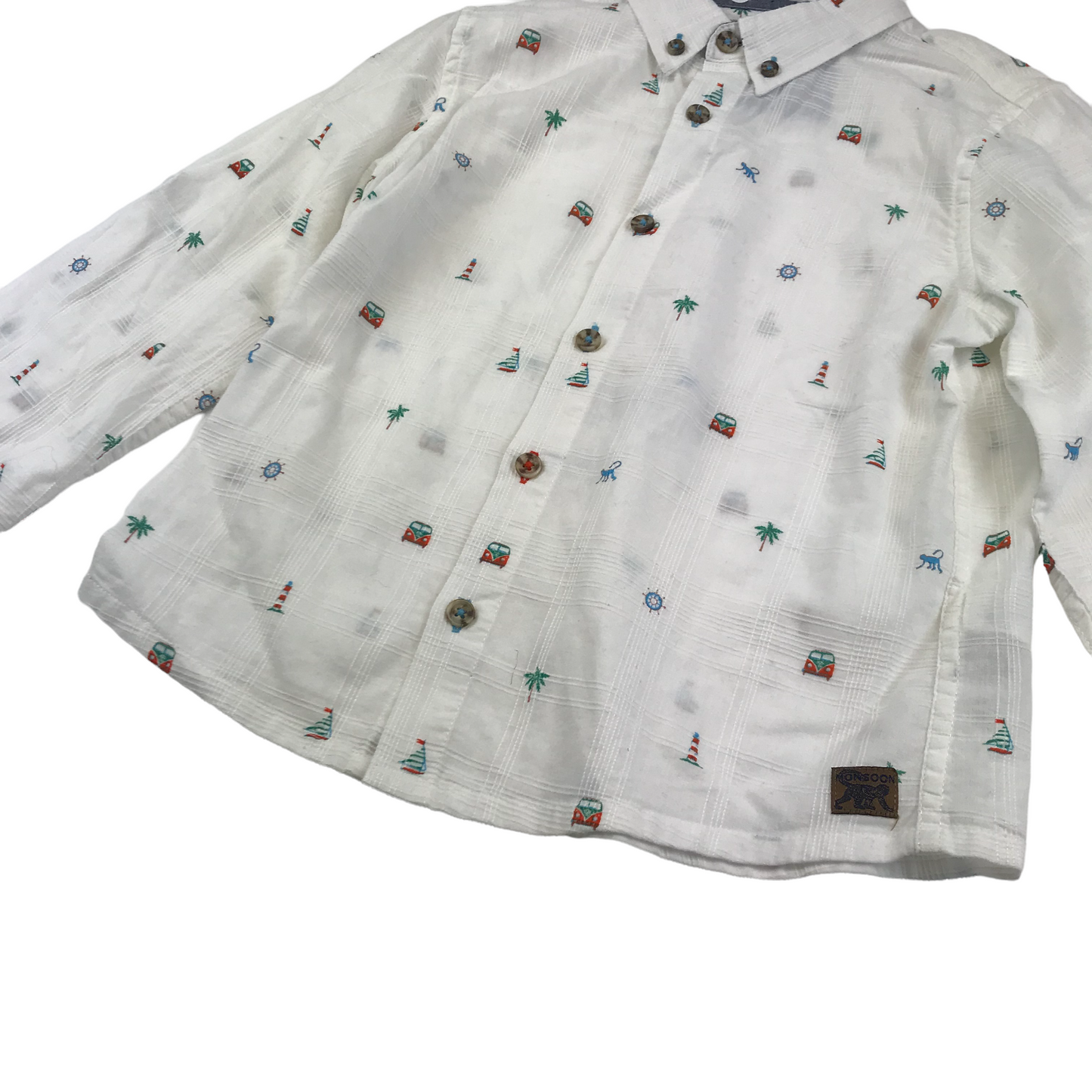 Monsoon White Holiday Theme Printed Shirt Age 7