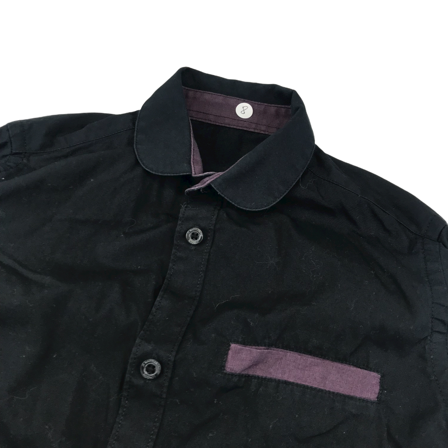 BHS Black Round Collar Shirt Age 8