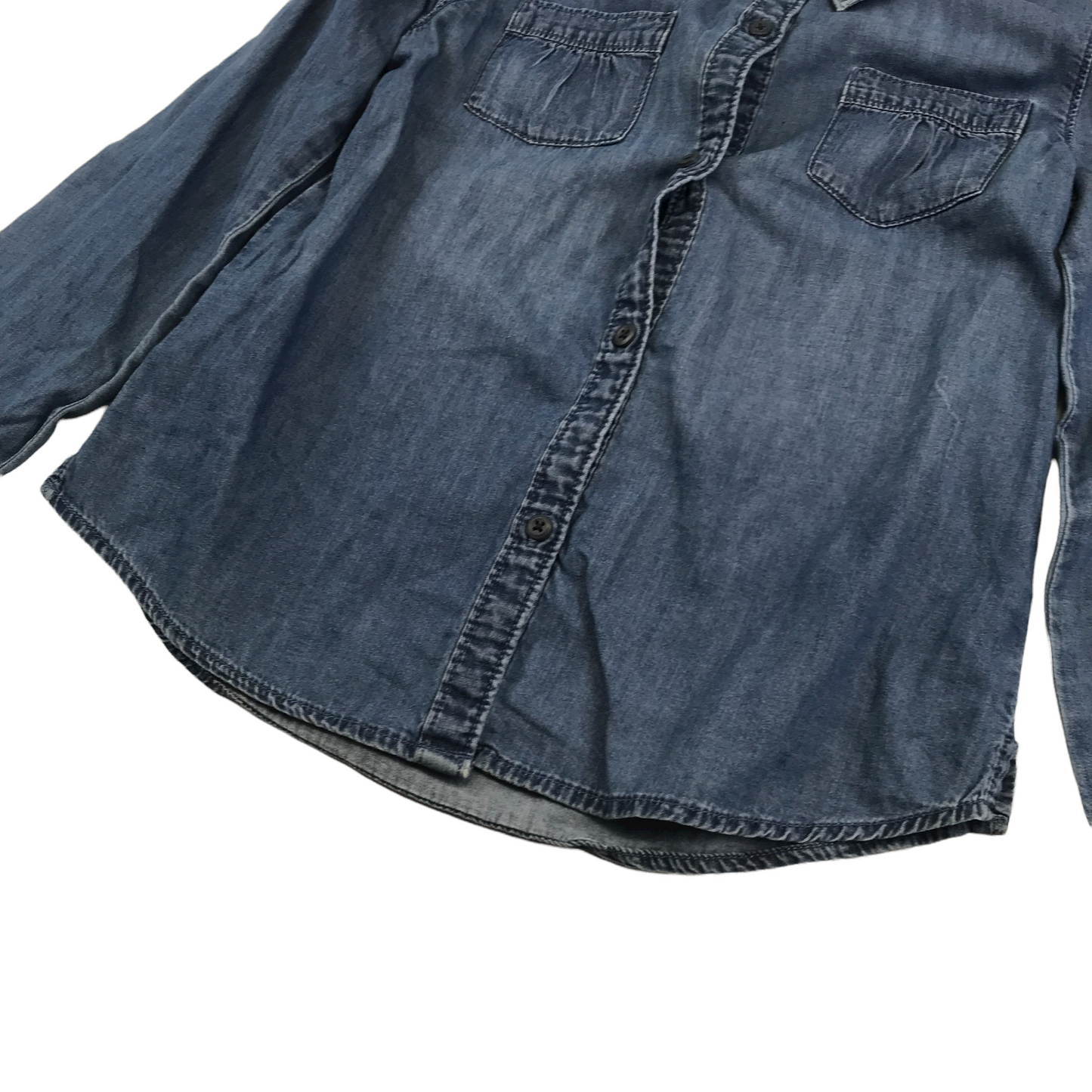 GAP Blue Denim-style Shirt with Pleated Pocket Details Age 10