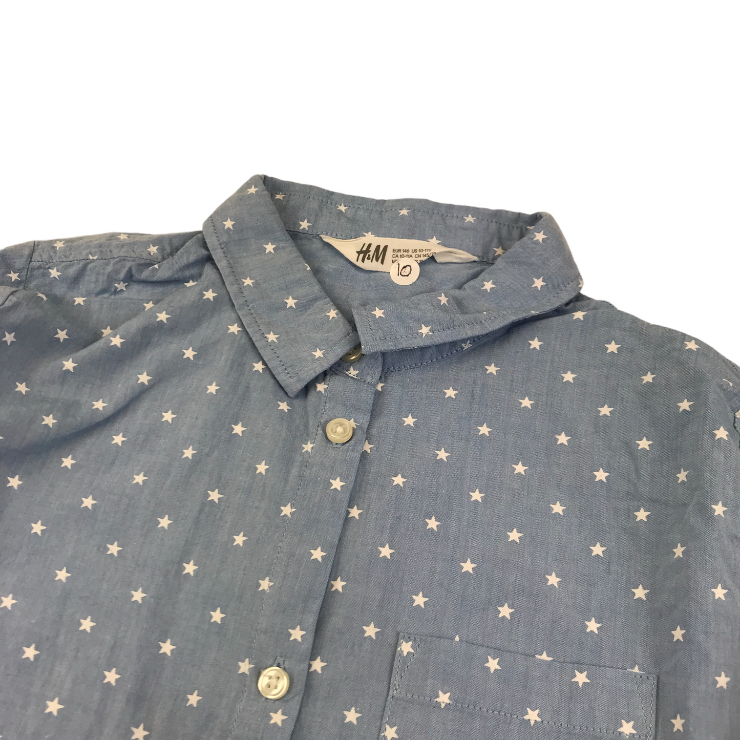 H&M Light Blue Starry Shirt Age 10