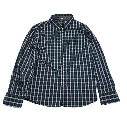 Primark Teal and Navy Checked Shirt Age 12