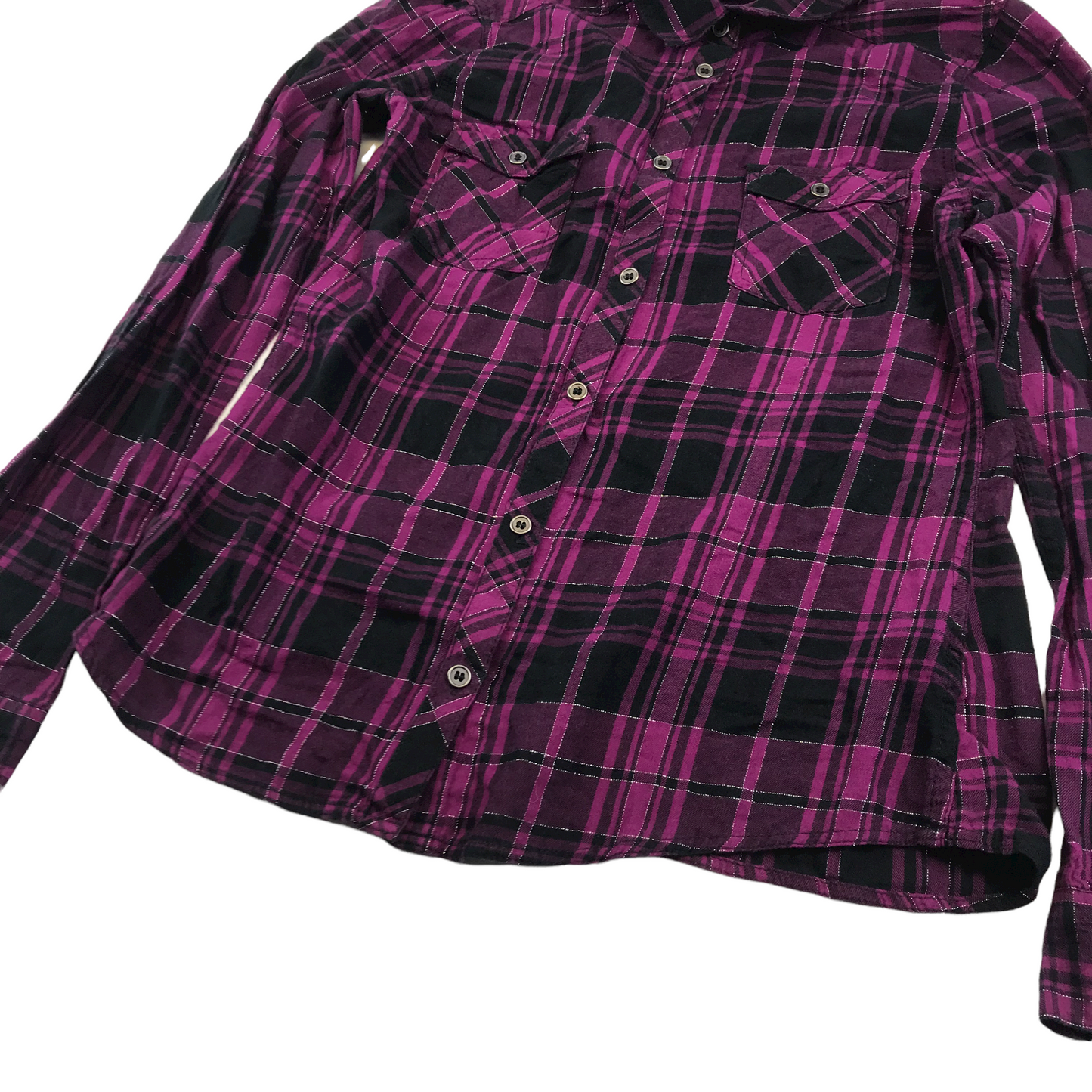 H&M Purple and Black Sparkly Checked Shirt Age 14