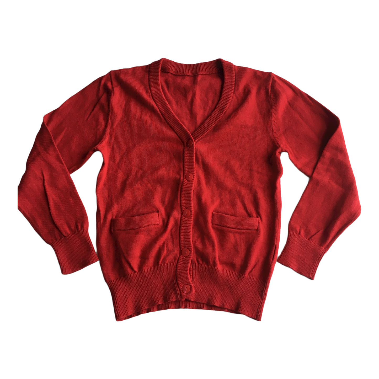 Red School Cardigan with Pockets