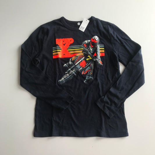 GAP Moto X Navy Long Sleeve T-shirt Age 8-9