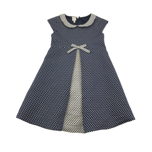 Jasper Conran Navy and White Polka Dot Dress Age 5