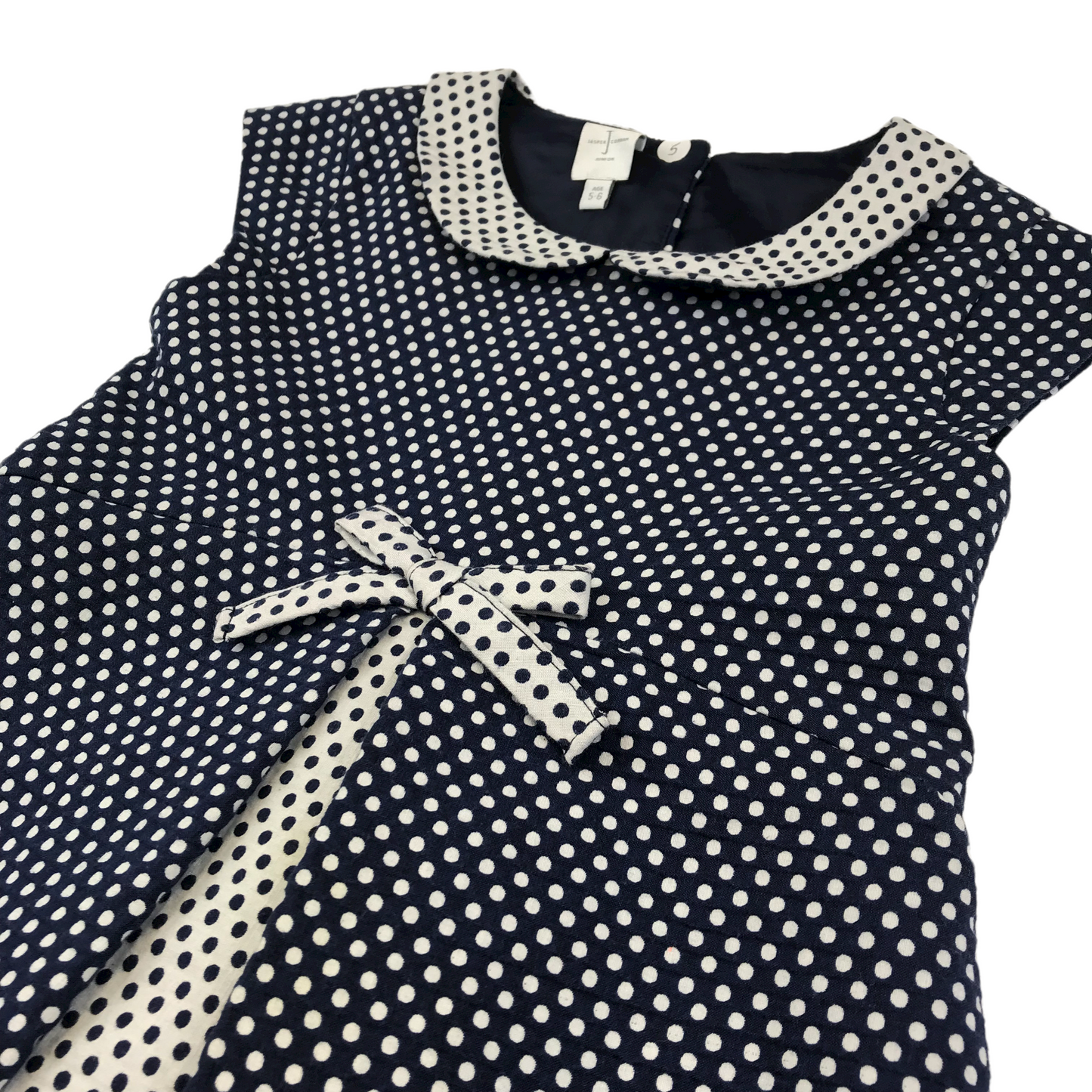 Jasper Conran Navy and White Polka Dot Dress Age 5