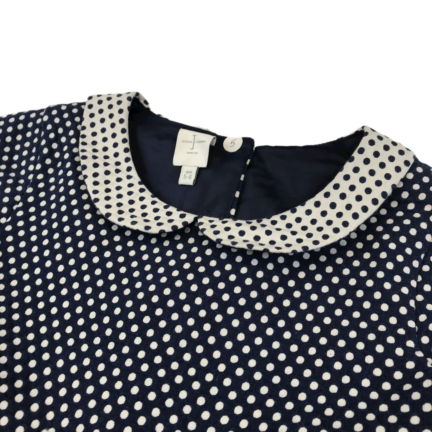 Jasper Conran Navy and White Polka Dot Dress Age 5