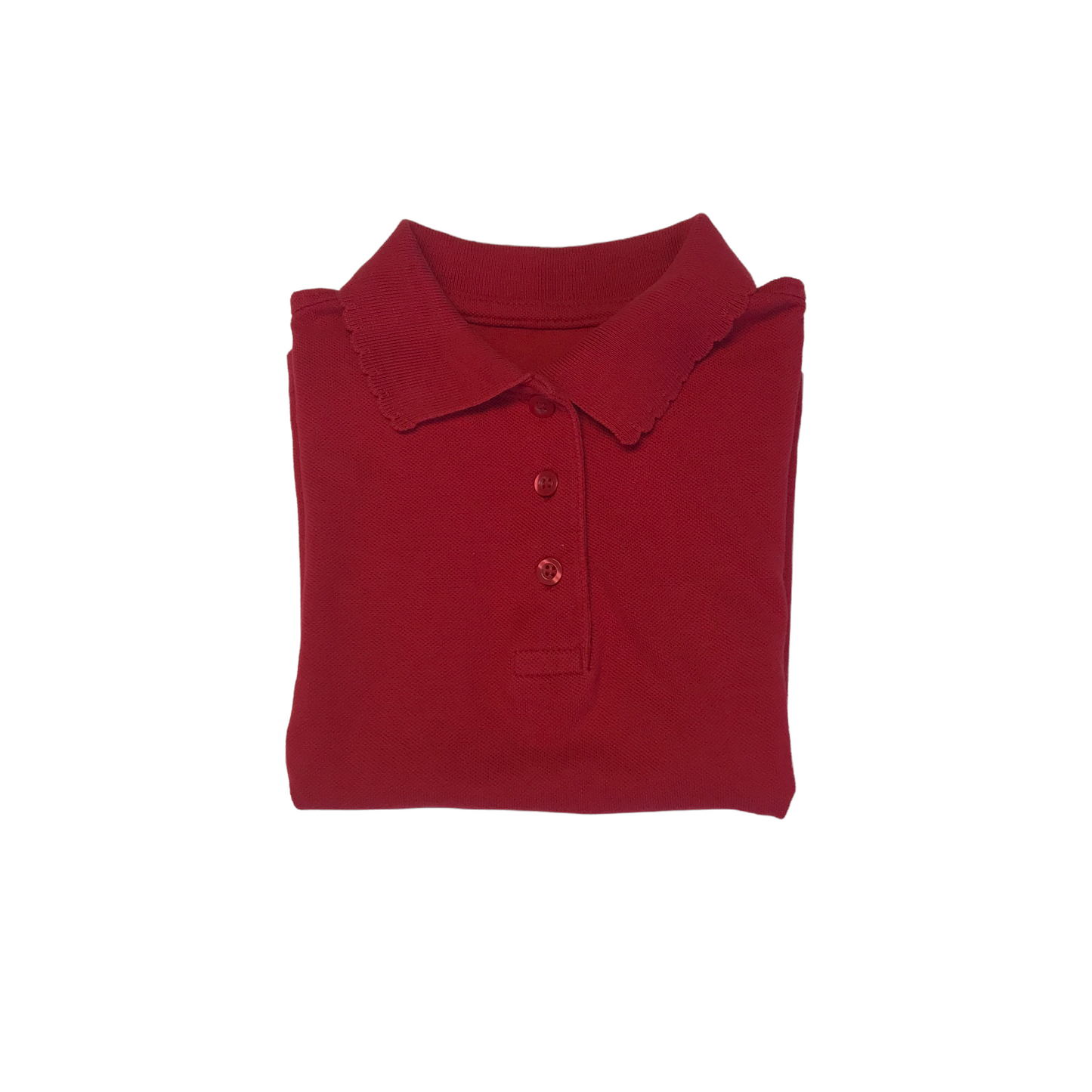 Red School Scalloped Collar Poloshirt