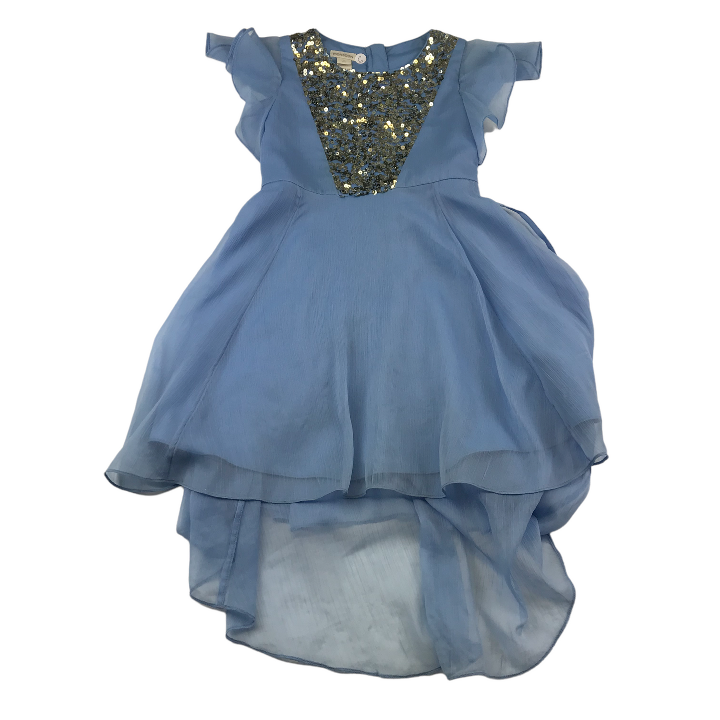 Monsoon Blue Chiffon Style Sequin Dress Age 6