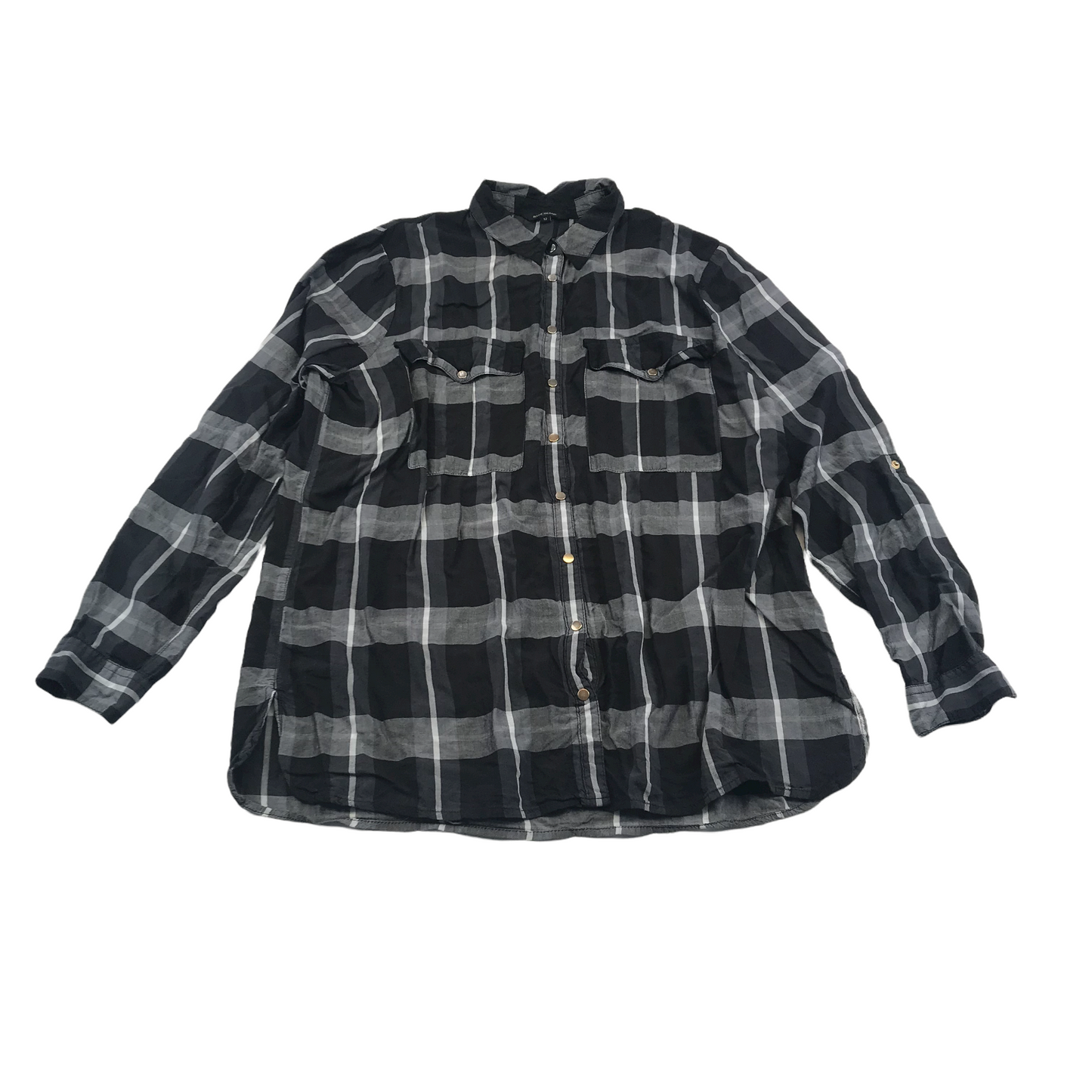 River Island Black and Grey Checked Shirt Women's Size 12